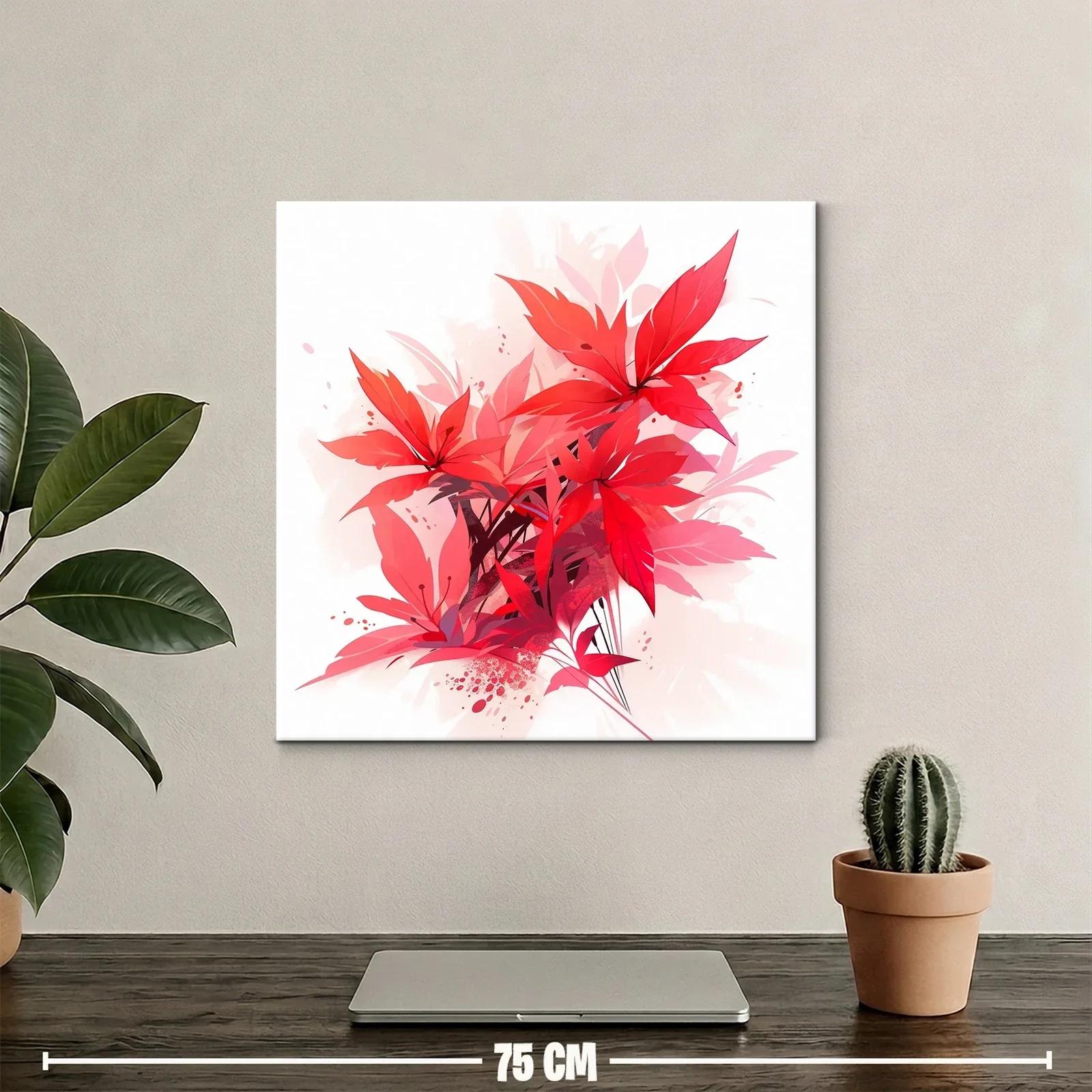Cuadro con diseño floral en tonos rojos vibrantes y rosados — miniatura 2