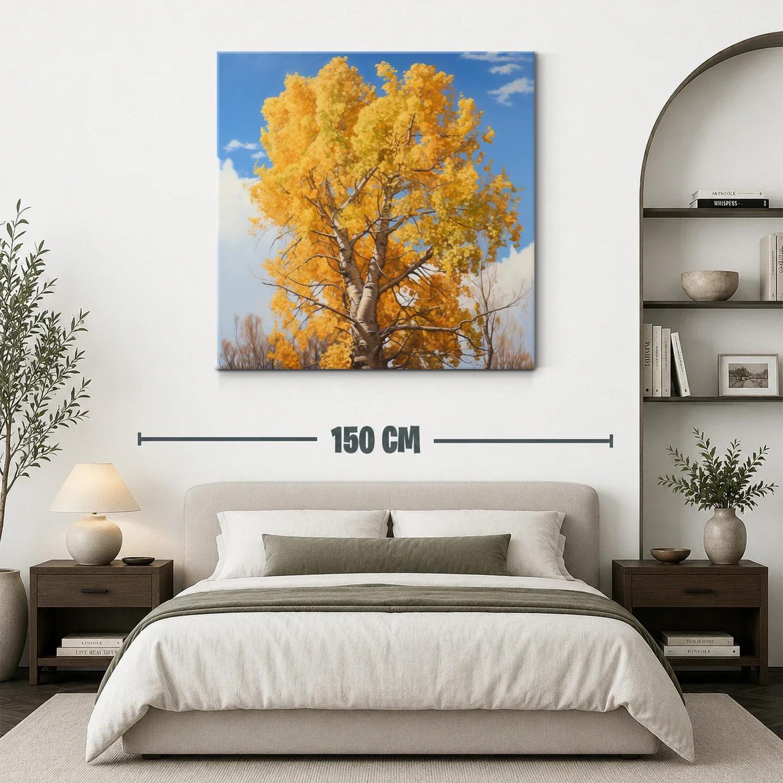 Arbol otoñal con follaje dorado y cielo azul — miniatura 3