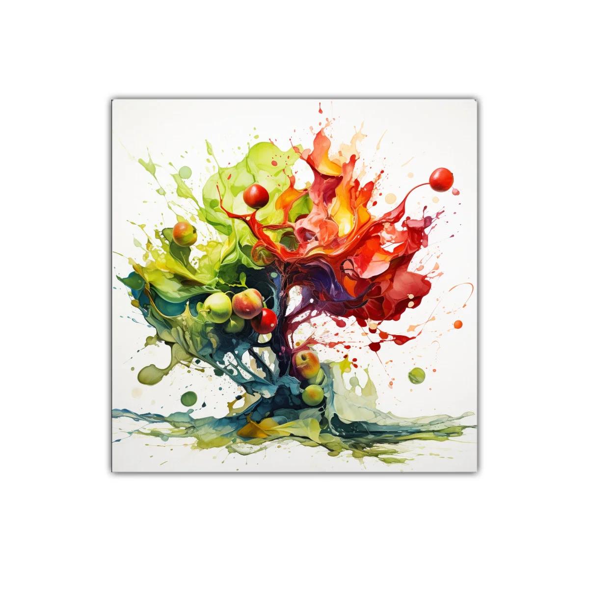Cuadro decorativo árbol con frutas en explosión de color