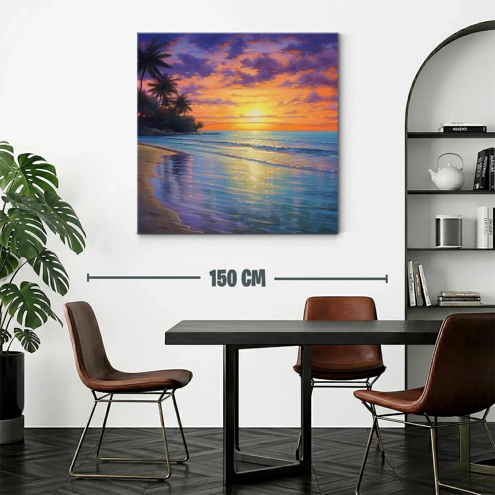 Atardecer tropical con palmeras y reflejos marinos — miniatura 2