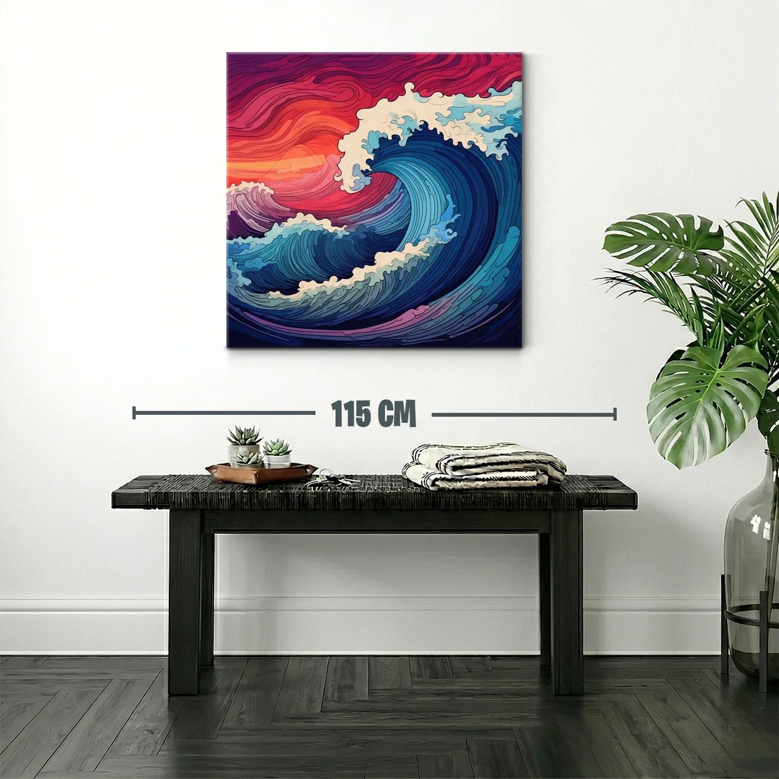 Olas dinámicas en atardecer vibrante y mar profundo — miniatura 2