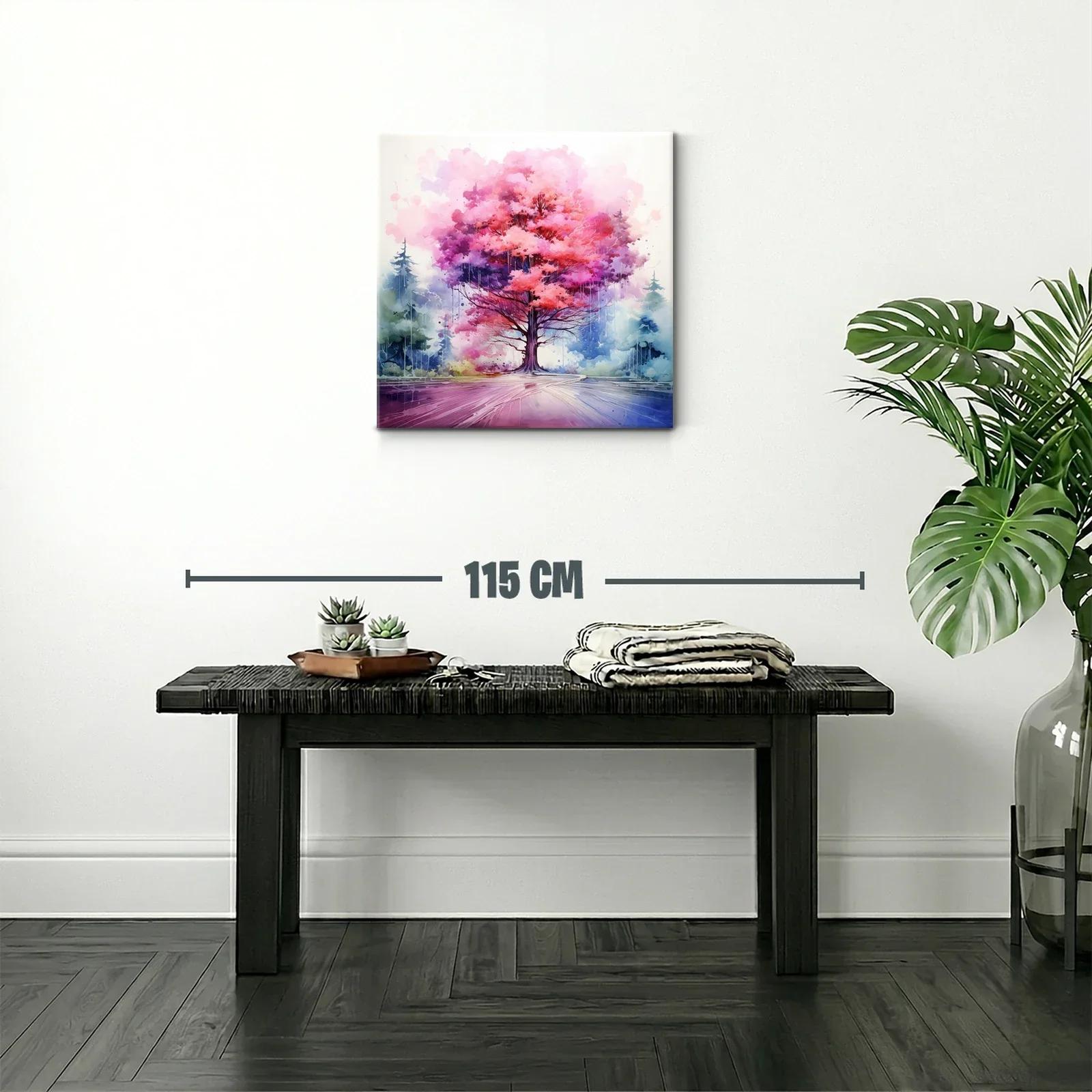 Árbol vibrante en tonos rosas y púrpuras con entorno nebuloso — miniatura 2
