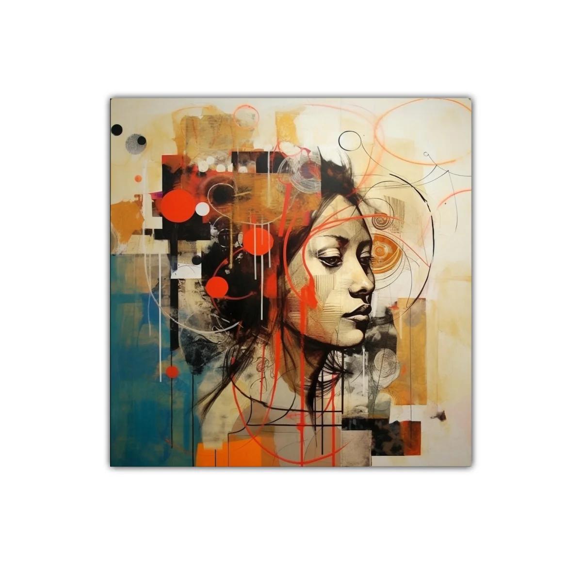 Retrato abstracto de mujer con dinamismo y color vibrante