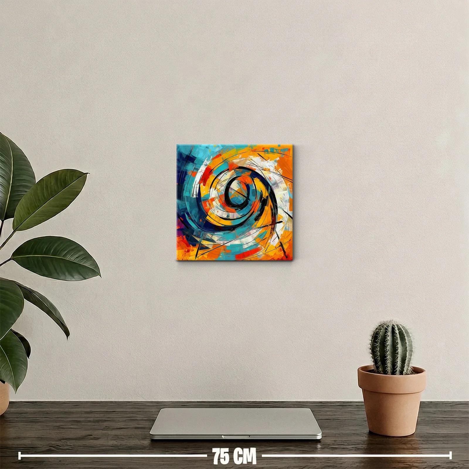 Cuadro abstracto con espiral dinámico y tonos vibrantes — miniatura 2