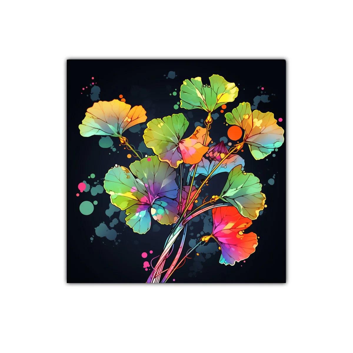 Cuadro decorativo de hojas multicolor vibrantes y abstractas — imagen principal