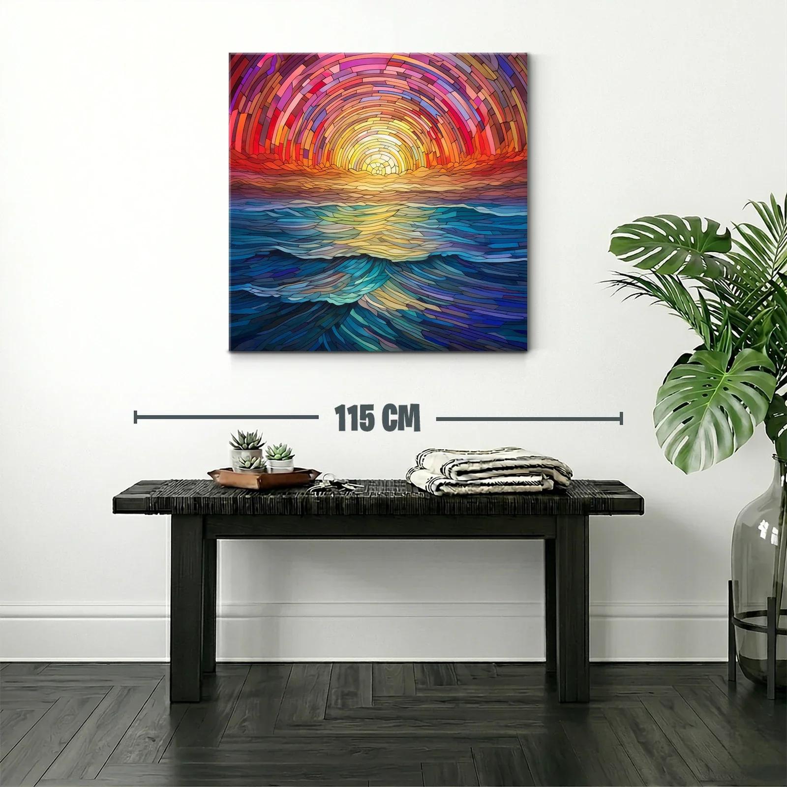 Atardecer vibrante sobre olas en tonos cálidos y azules — miniatura 2