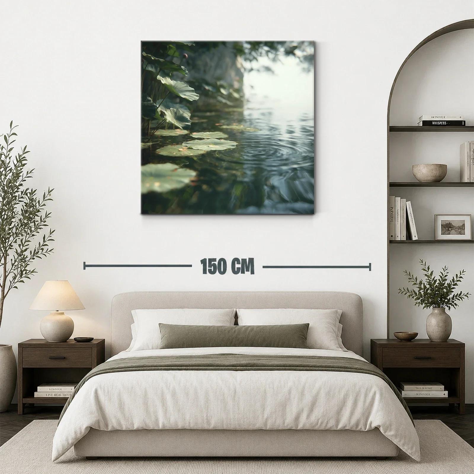 Tranquilidad natural con hojas acuáticas en calma — miniatura 3