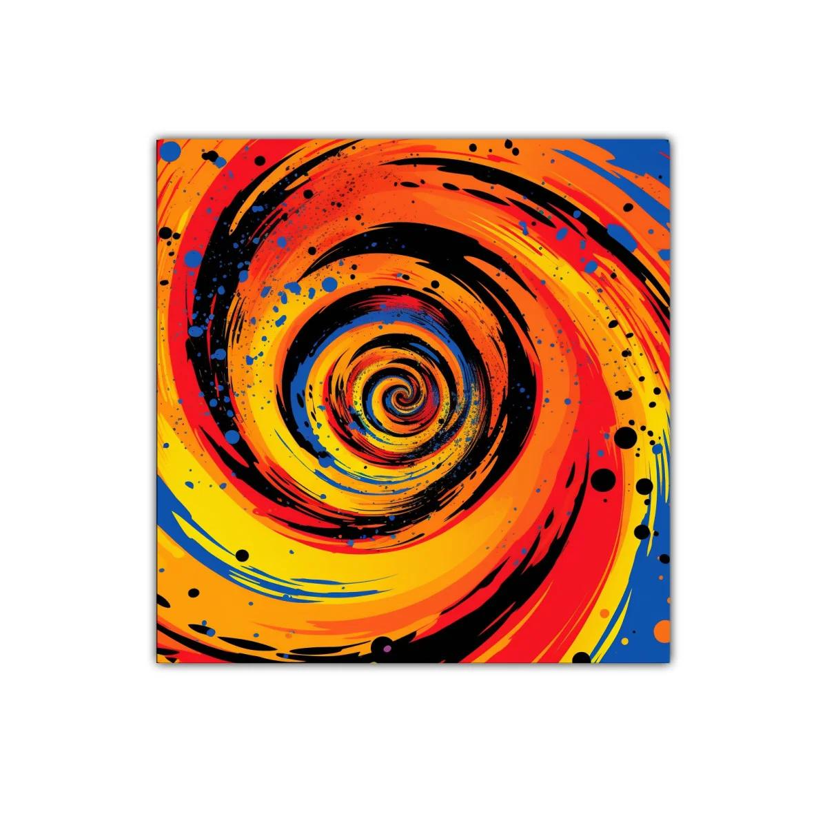 Cuadro espiral vibrante en tonos cálidos y contrastes intensos
