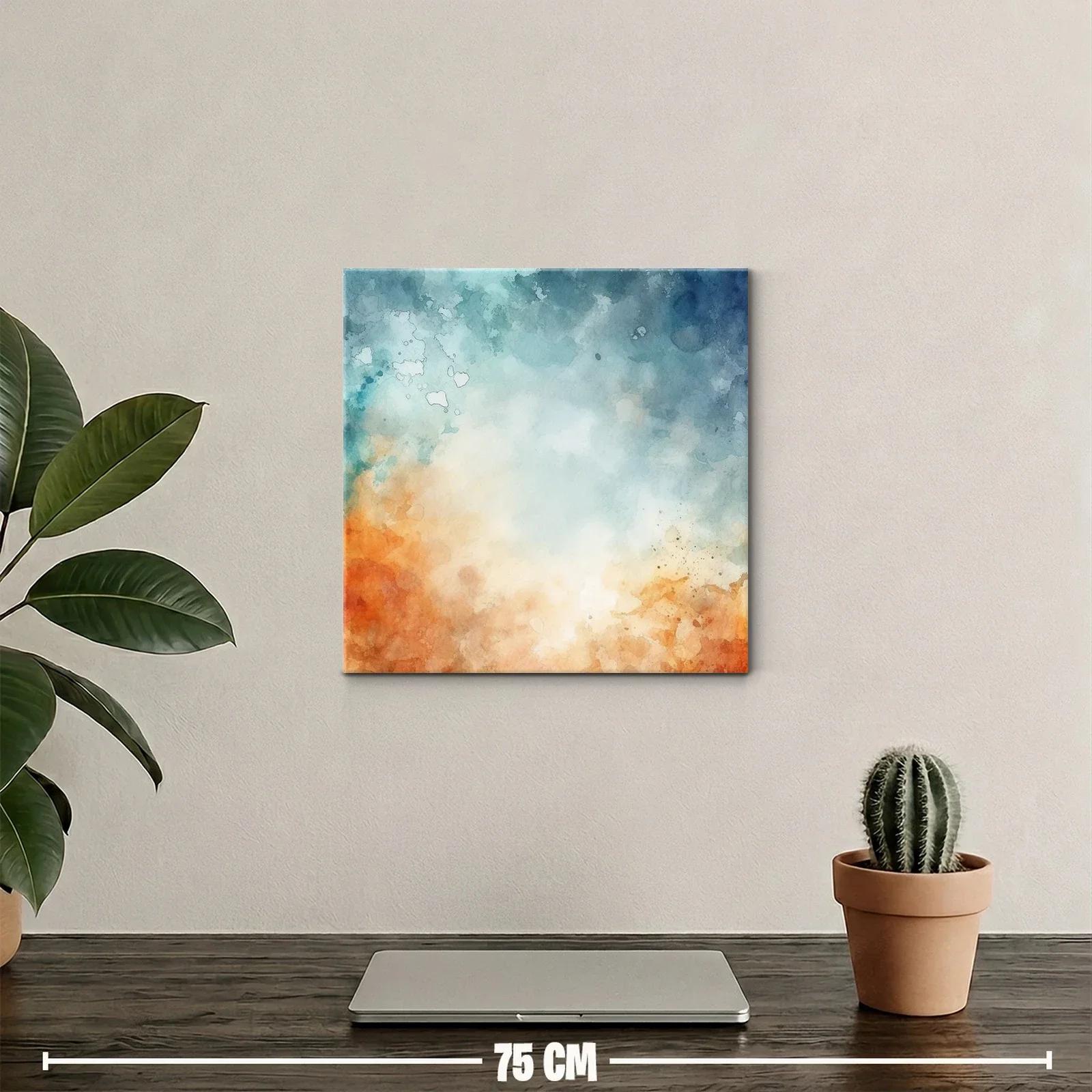 Cuadro abstracto con tonos cálidos y fríos en armonía — miniatura 2