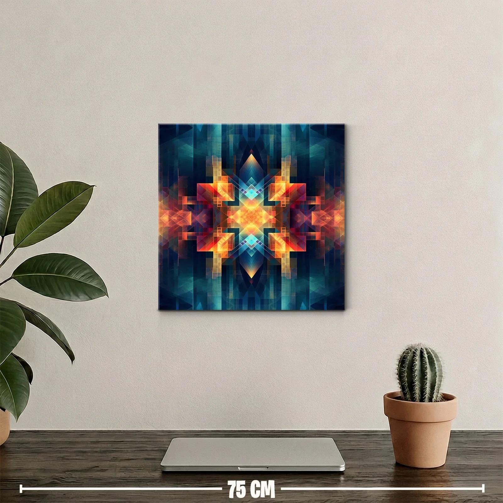Diseño geométrico luminoso con vibrantes tonos cálidos y fríos — miniatura 2