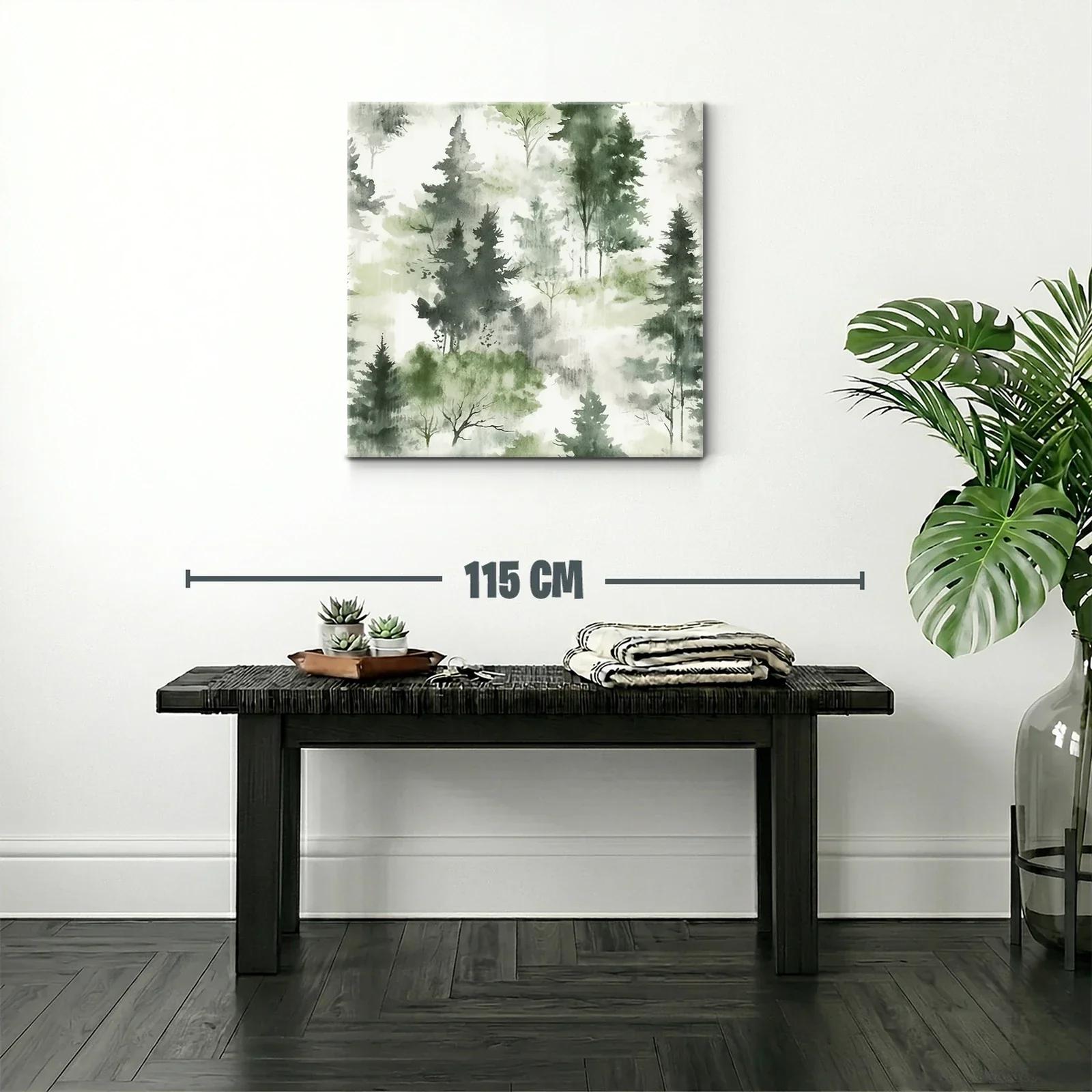 Tranquilo bosque en tonos verdes y grises suaves — miniatura 2