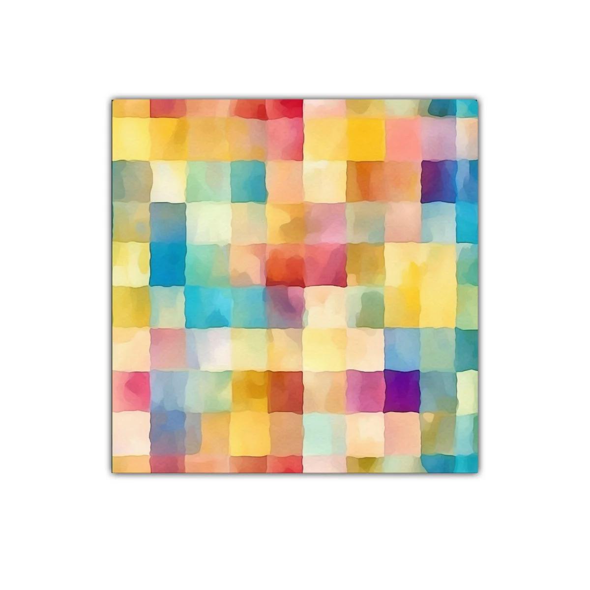 Cuadro abstracto con bloques de color vibrantes y suaves