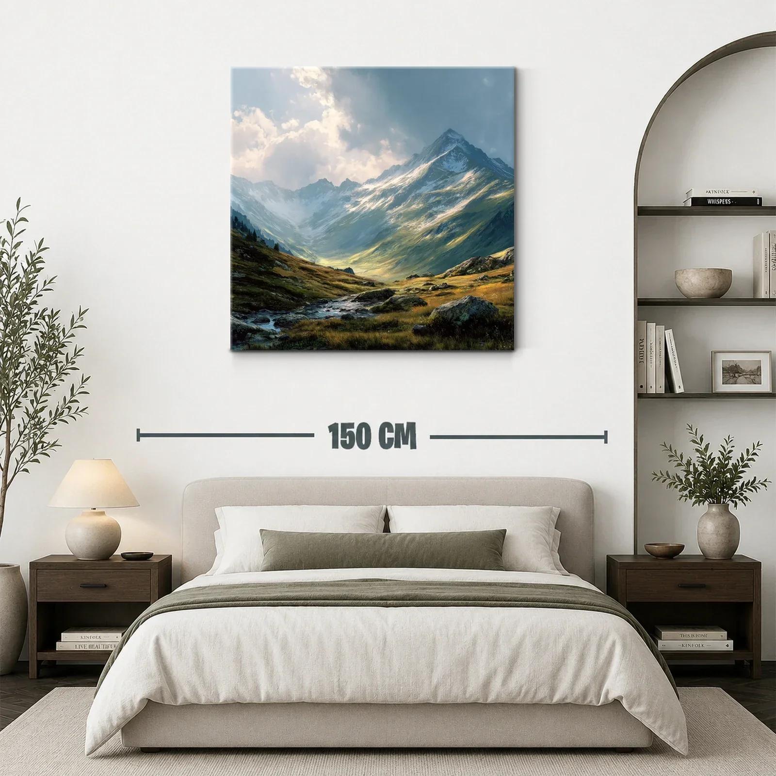 Paisaje de montaña con cielo dramático y río sereno — miniatura 3