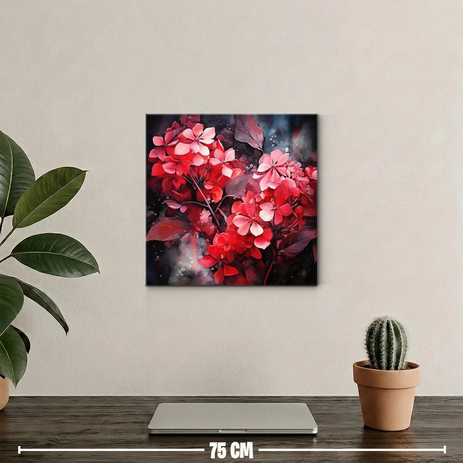 Floral vibrante en tonos rojos y rosas con fondo oscuro — miniatura 2
