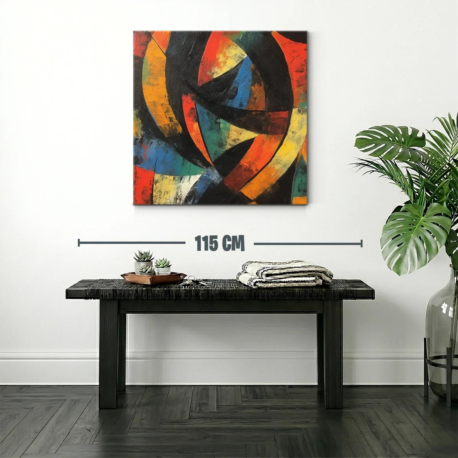 Composición Abstracta con Tonos Cálidos y Fríos Dinámicos — miniatura 2