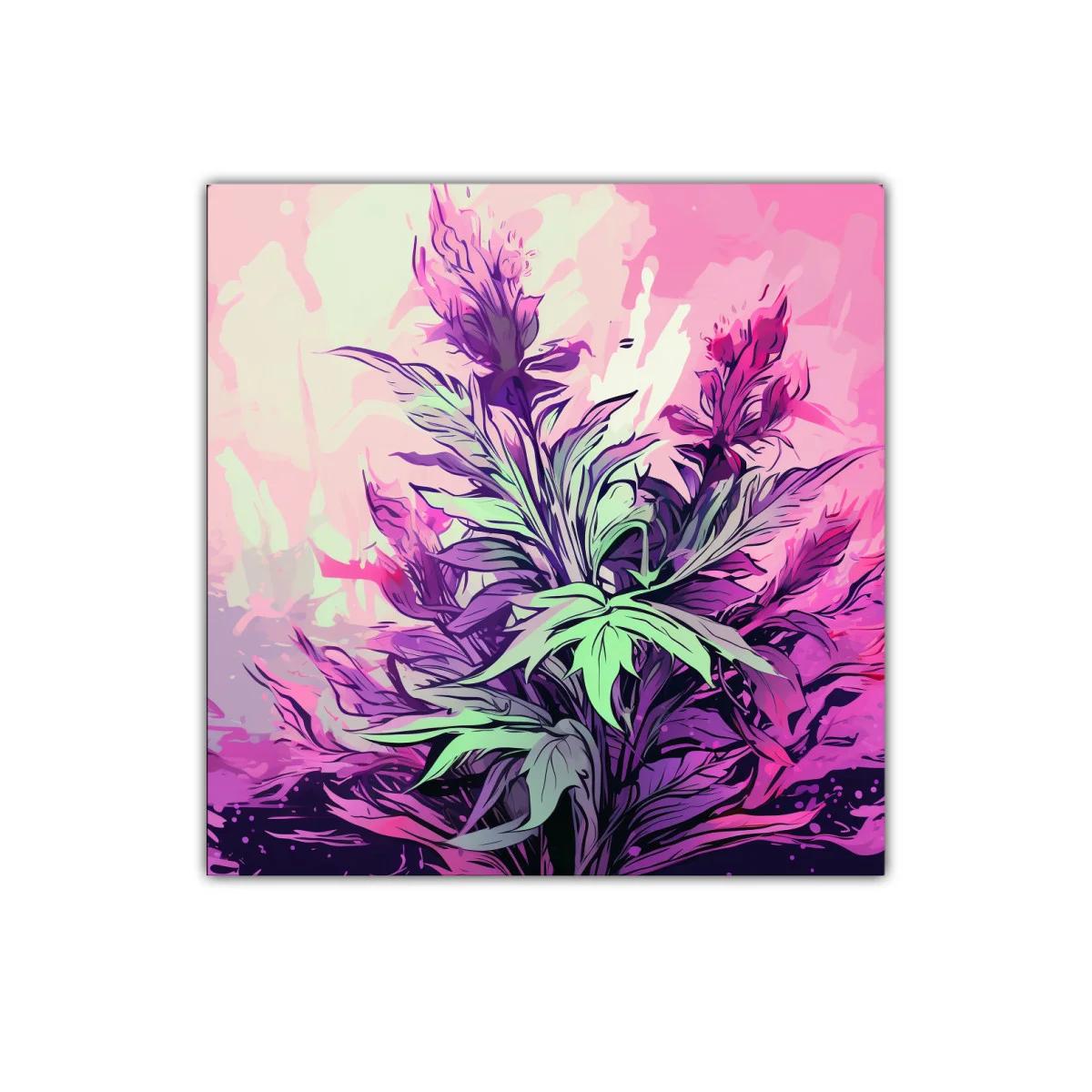 Cuadro floral vibrante con tonos rosa y morado intenso — imagen principal