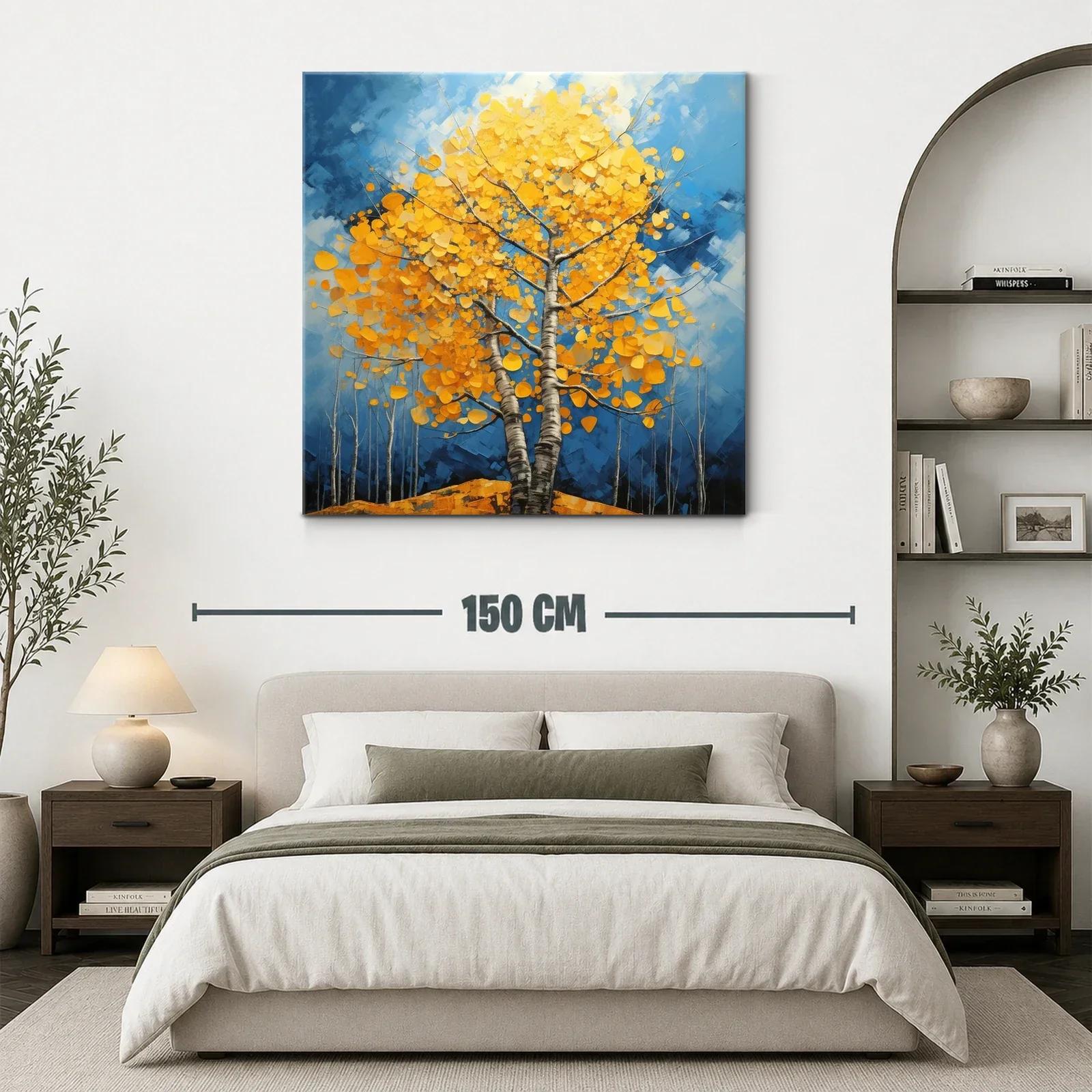 Árbol en otoño con hojas doradas sobre cielo azul — miniatura 3