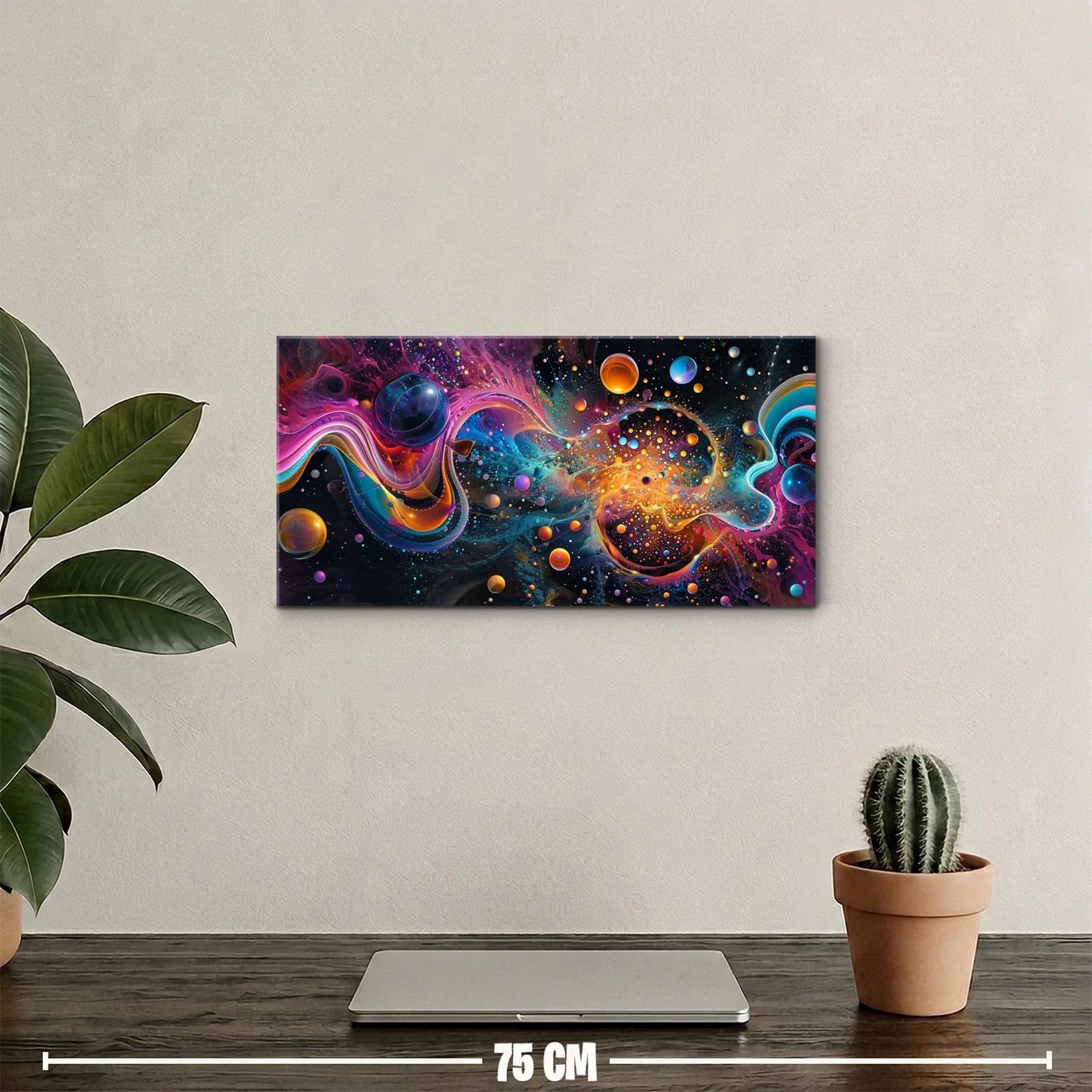Cuadro galaxia abstracta con esferas y remolinos de color — miniatura 2