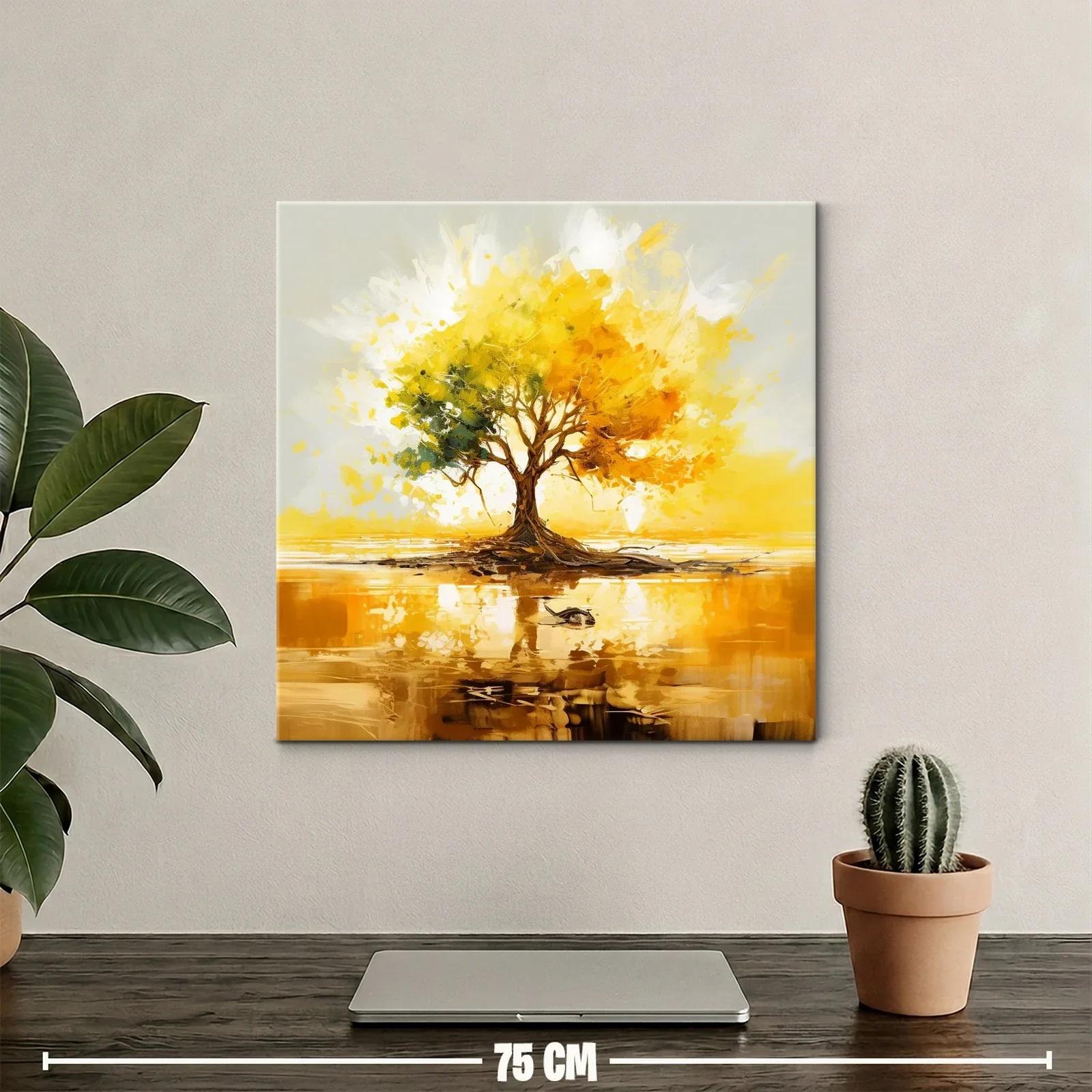 Árbol dorado con reflejo en lago sereno y vibrante — miniatura 2