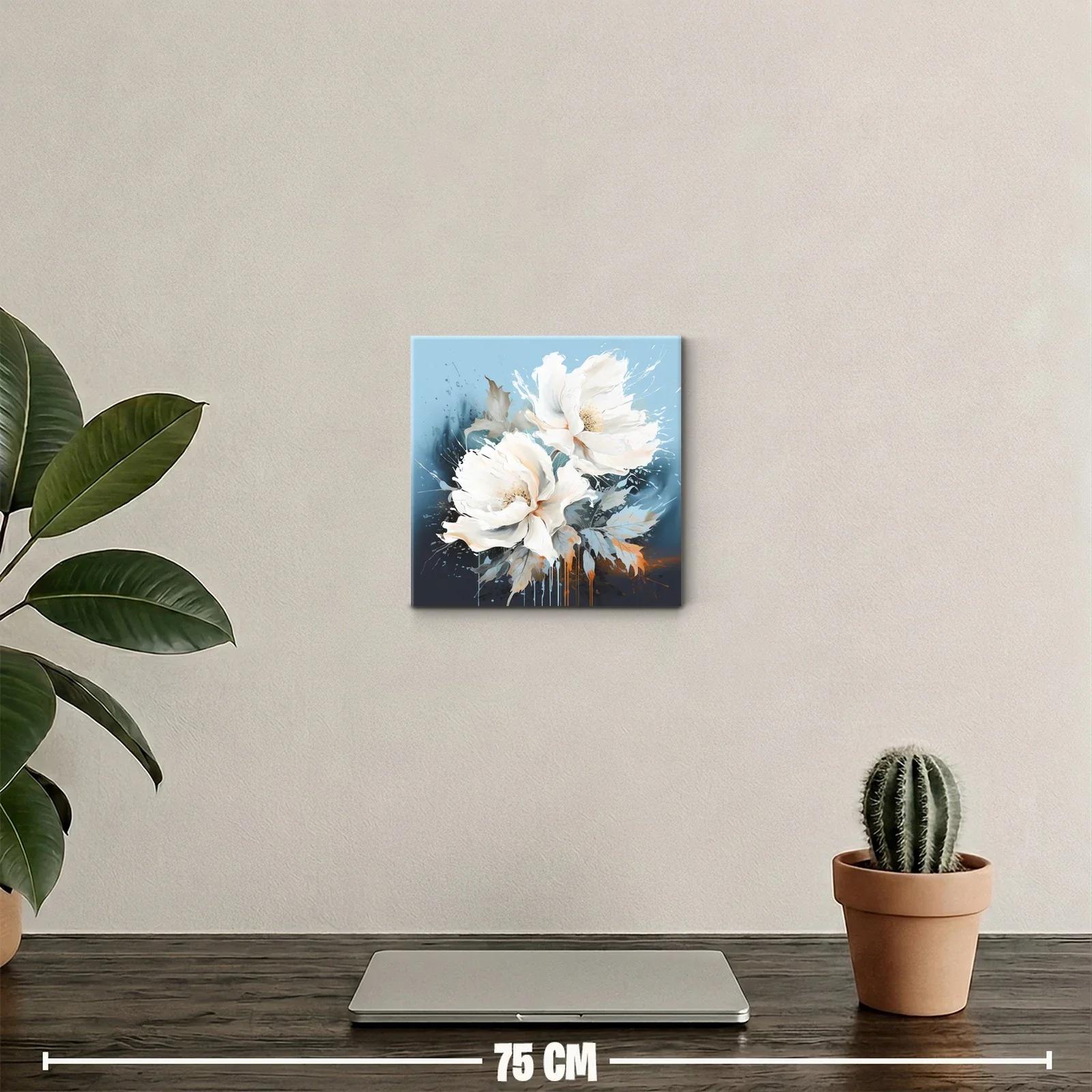 Cuadro floral en tonos suaves y vibrantes azules — miniatura 2