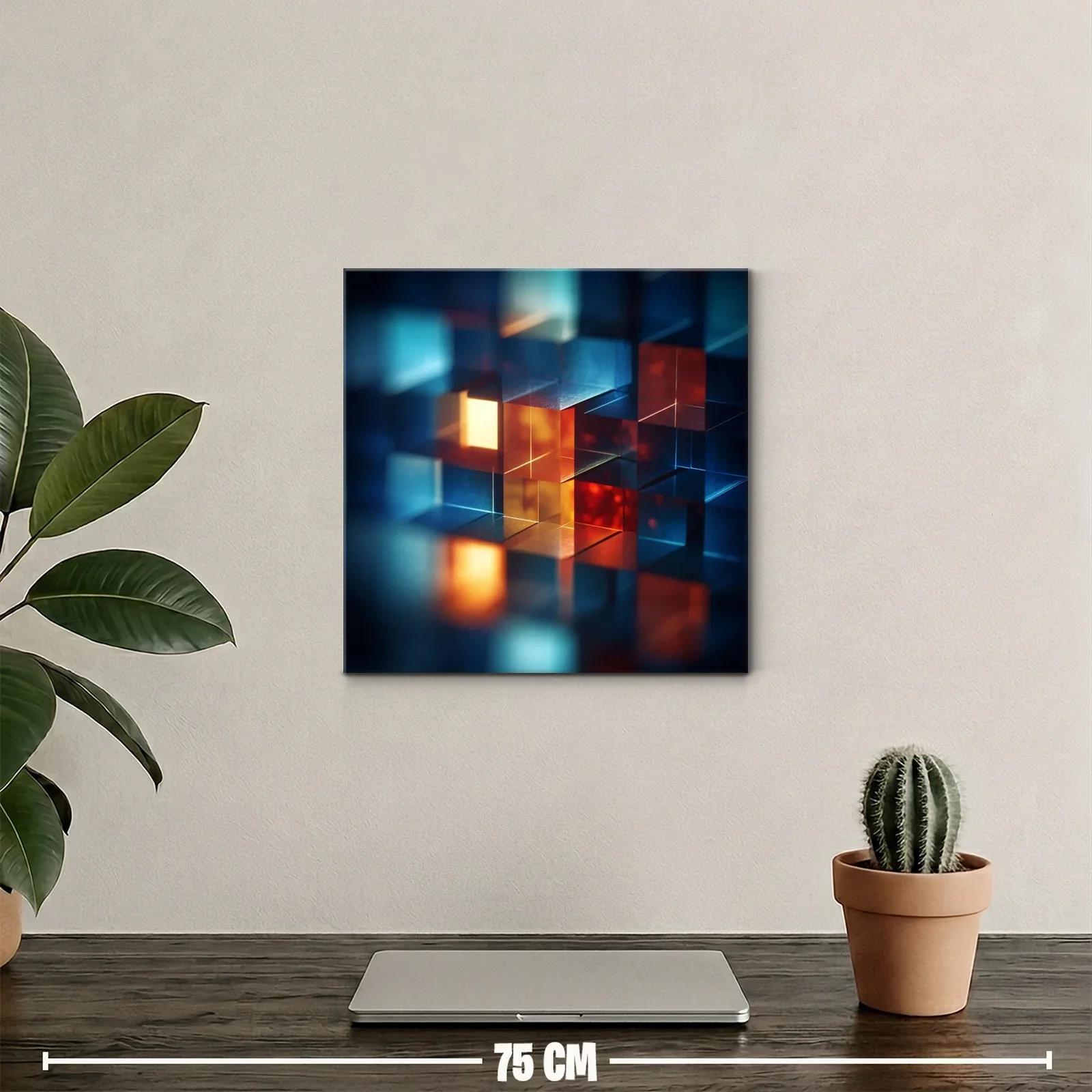 Composición abstracta de cubos iluminados en tonos cálidos y fríos — miniatura 2
