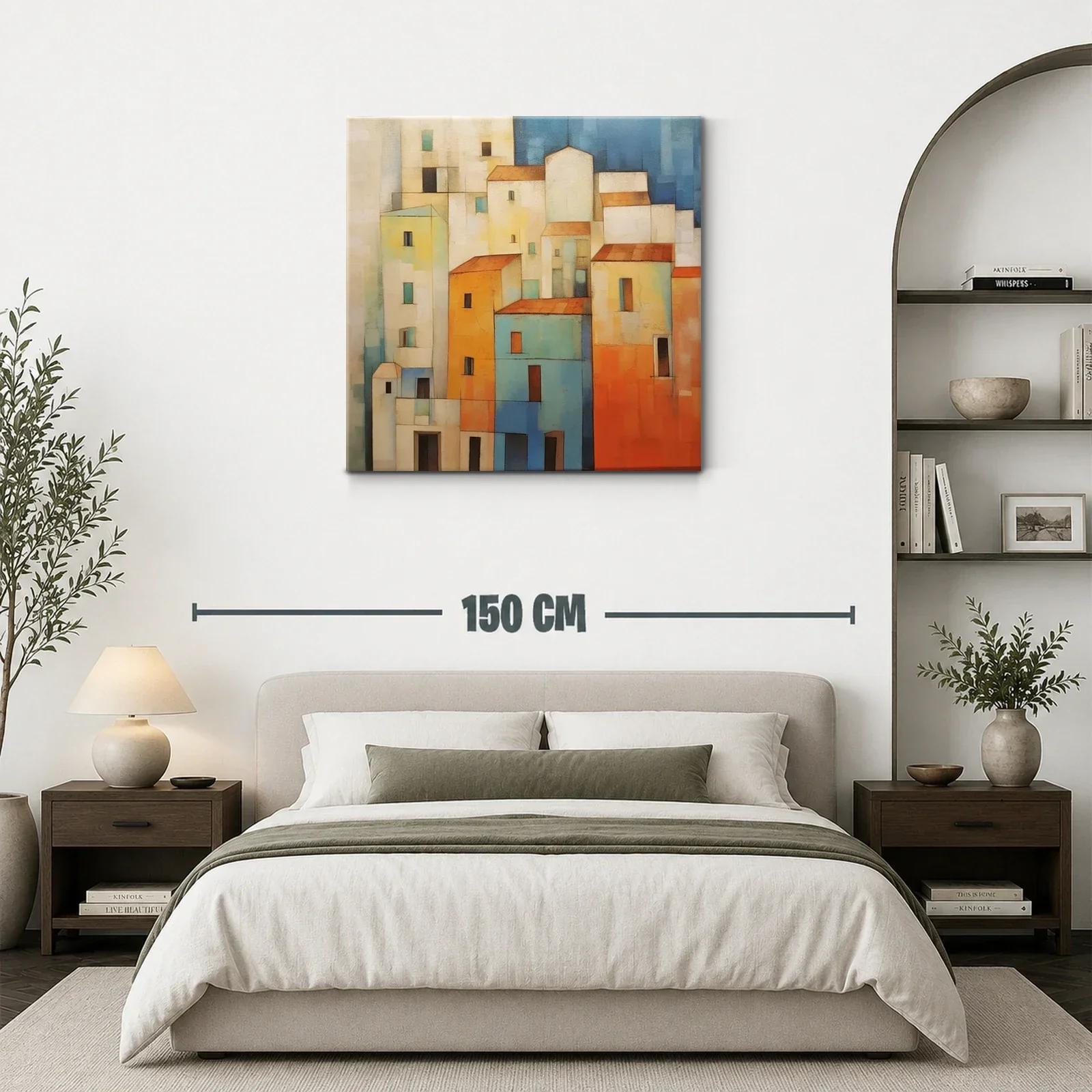 Composición urbana en tonos cálidos y azules vibrantes — miniatura 3