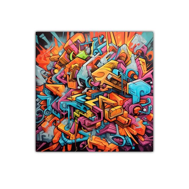 Explosión vibrante con formas geométricas y colores vivos