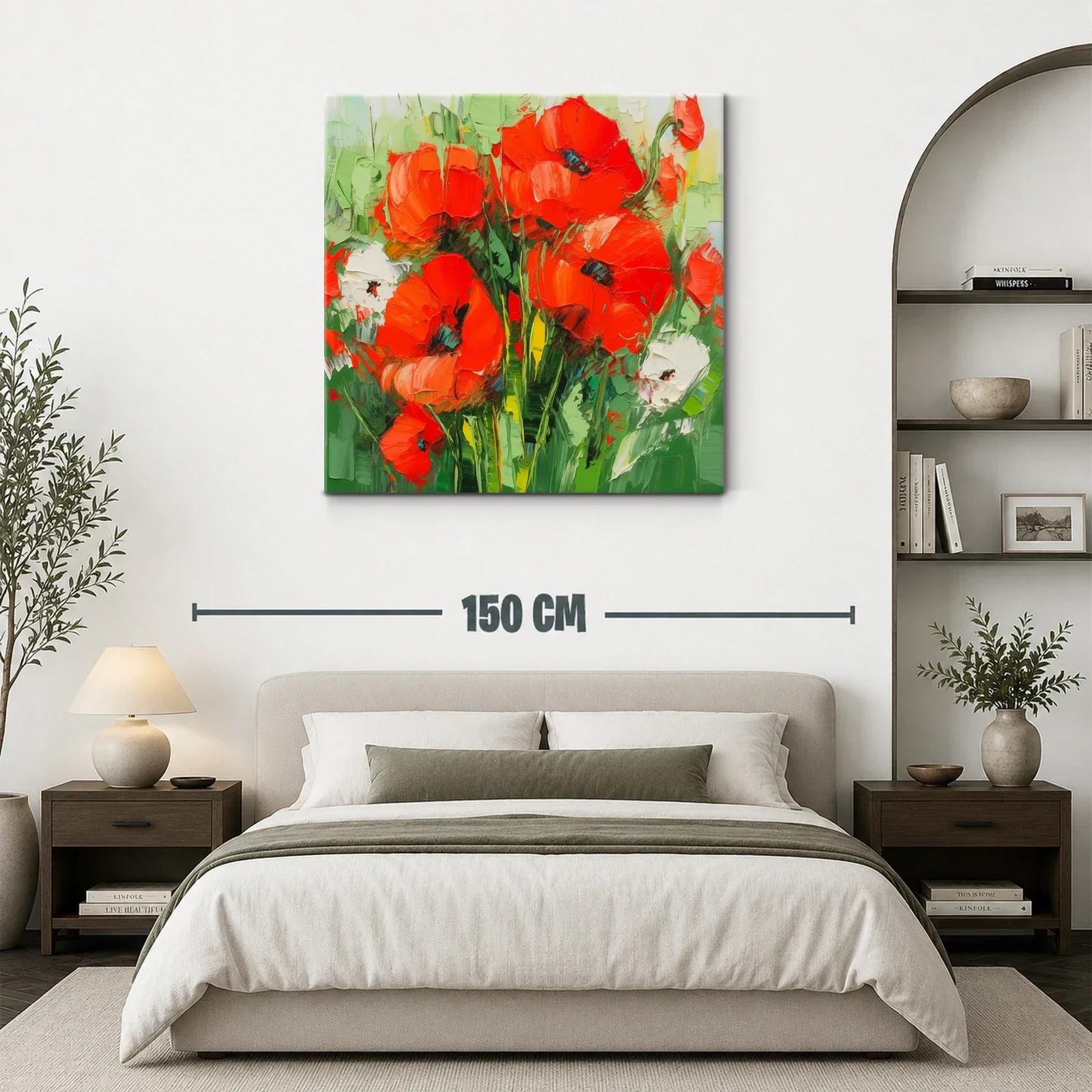 Estallido de amapolas rojas en jardín vibrante — miniatura 3
