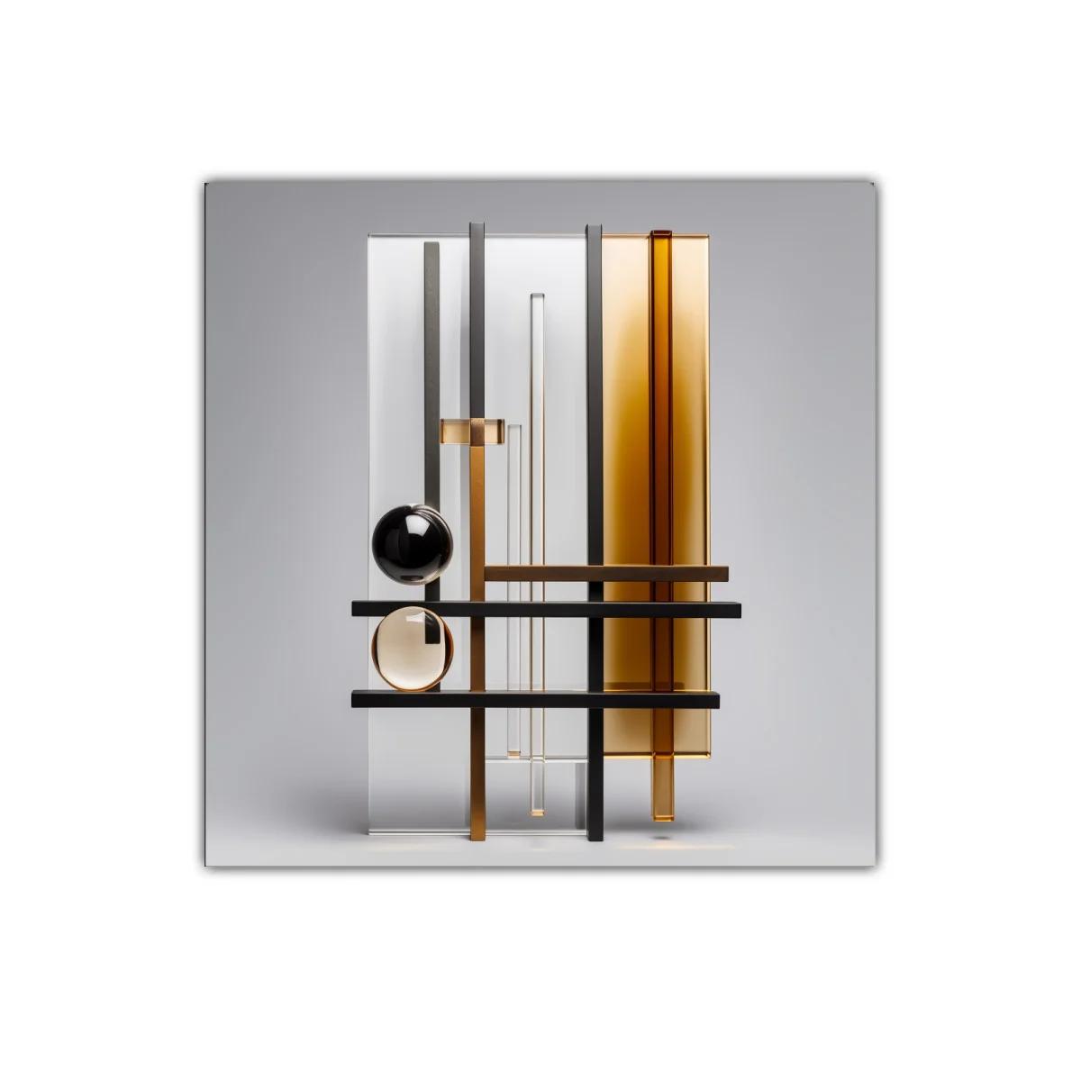 Composición geométrica moderna con tonos ámbar y negro