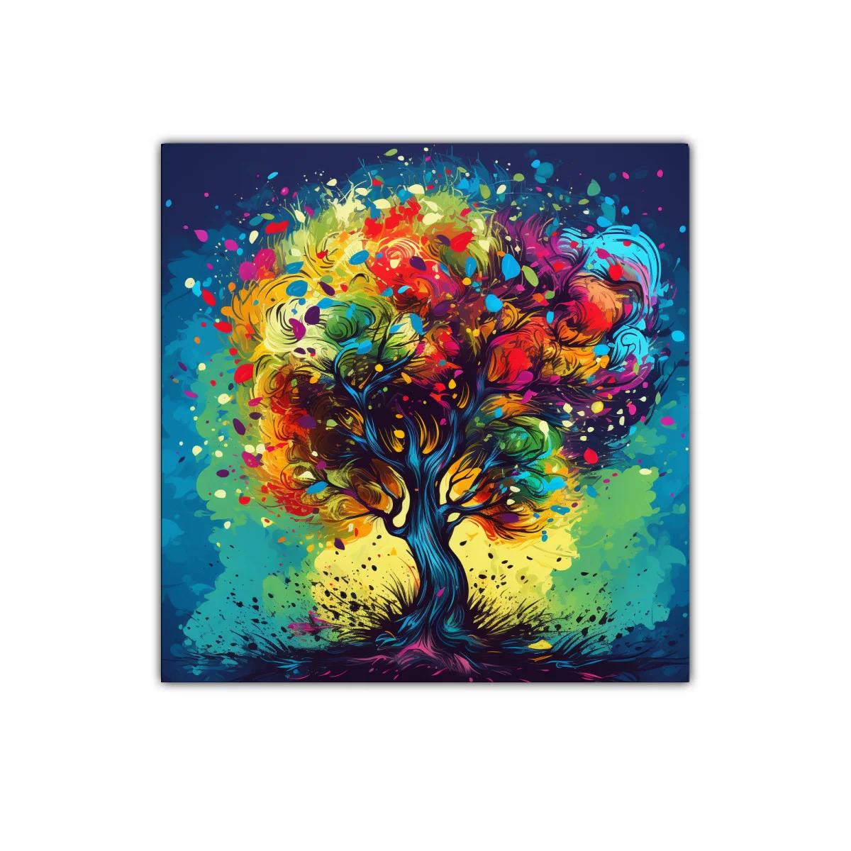 Árbol vibrante con follaje multicolor y fondo luminoso — imagen principal
