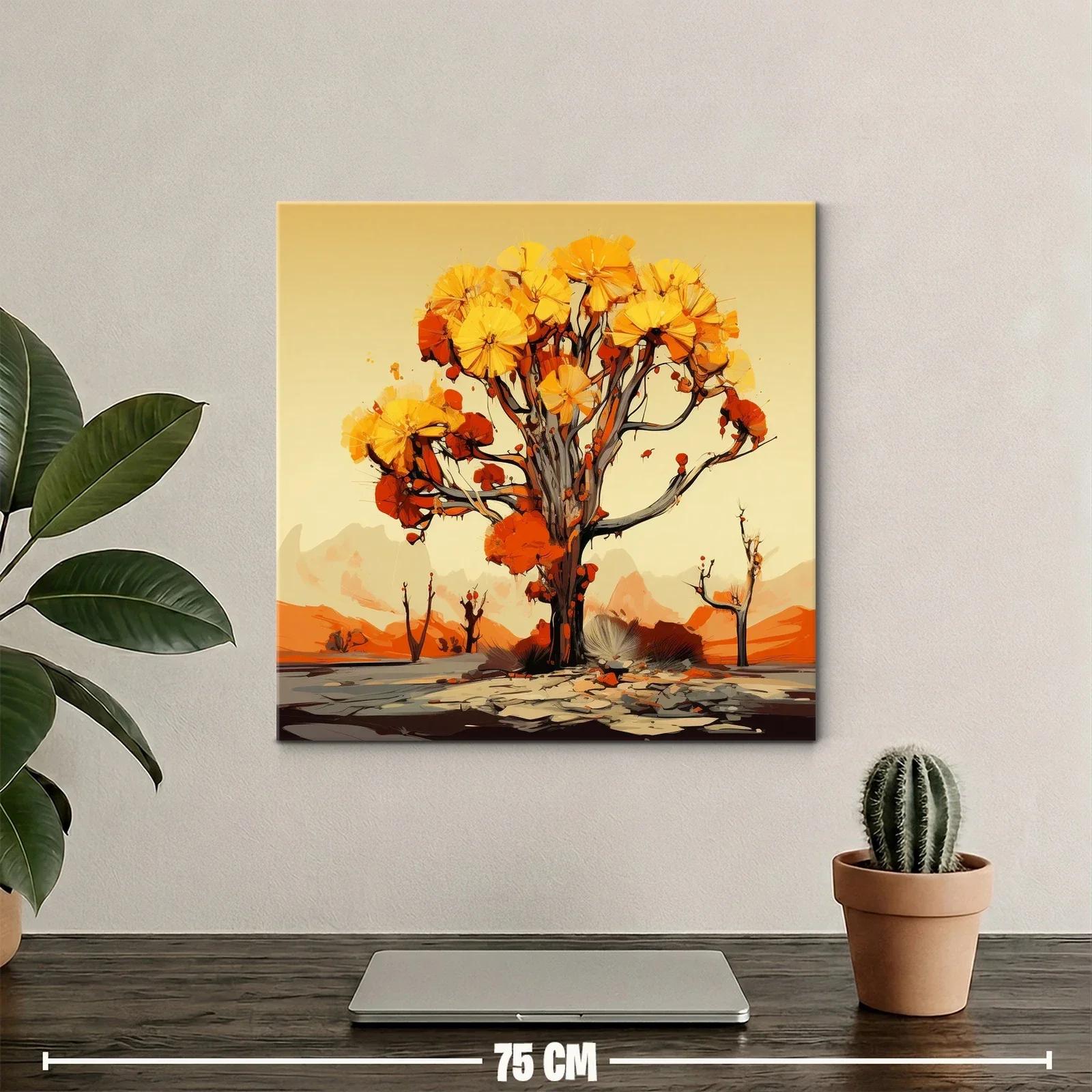 Árbol de tonos cálidos en paisaje abstracto vibrante — miniatura 2