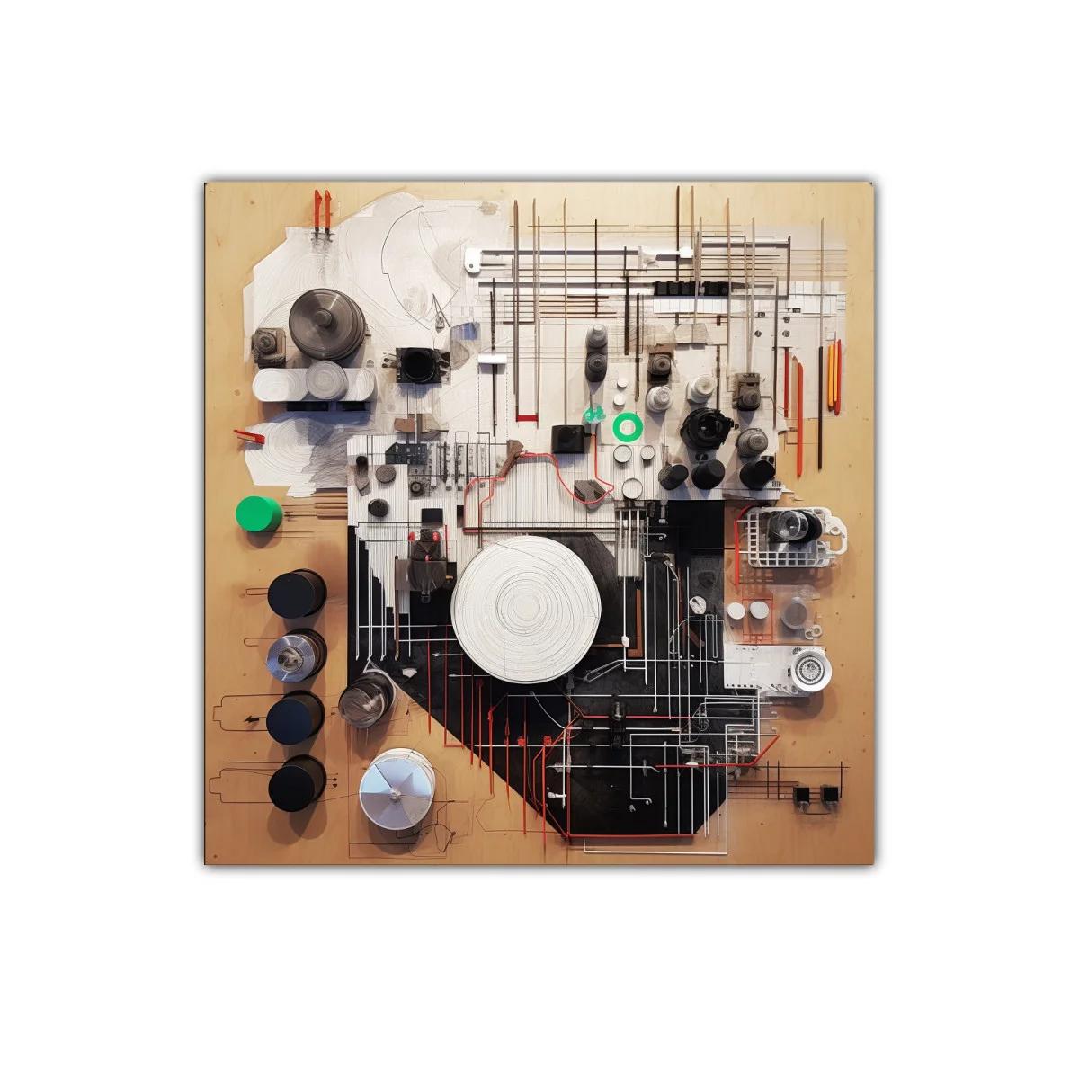 Cuadro abstracto con formas geométricas y texturas variadas — imagen principal