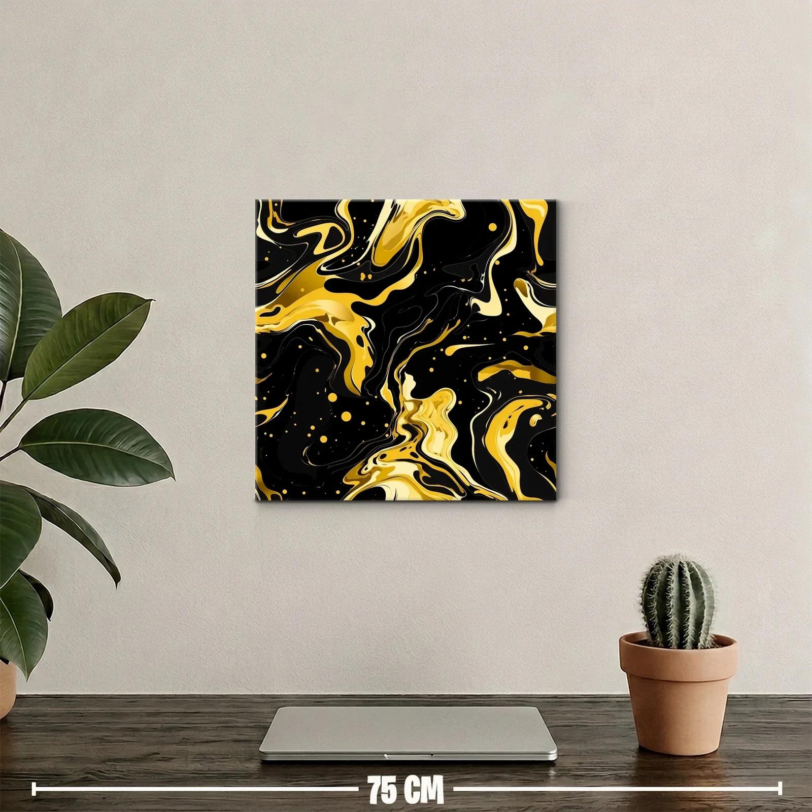 Abstracto dinámico en tonos dorados y negro brillante — miniatura 2