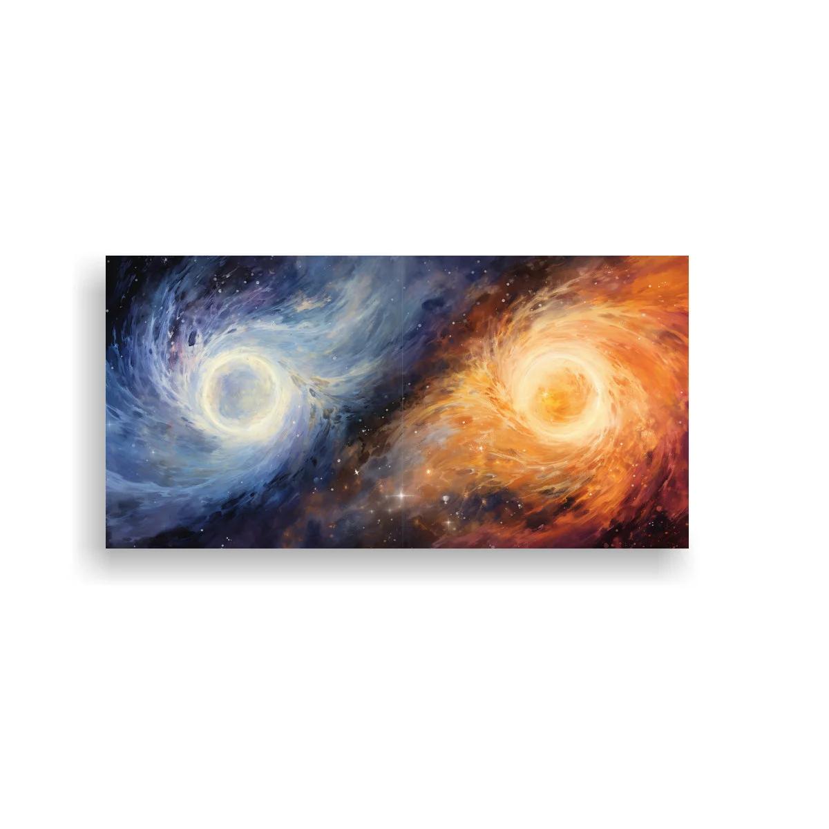 Cuadro dos galaxias espirales con vórtices luminosos