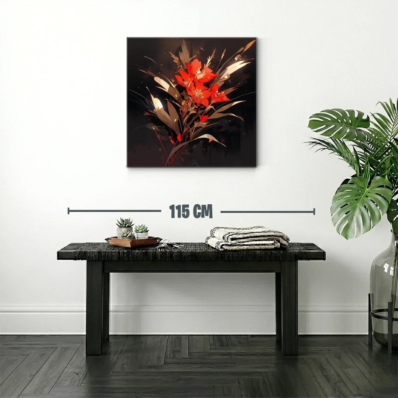 Ramo vibrante de flores rojas con fondo oscuro elegante — miniatura 2