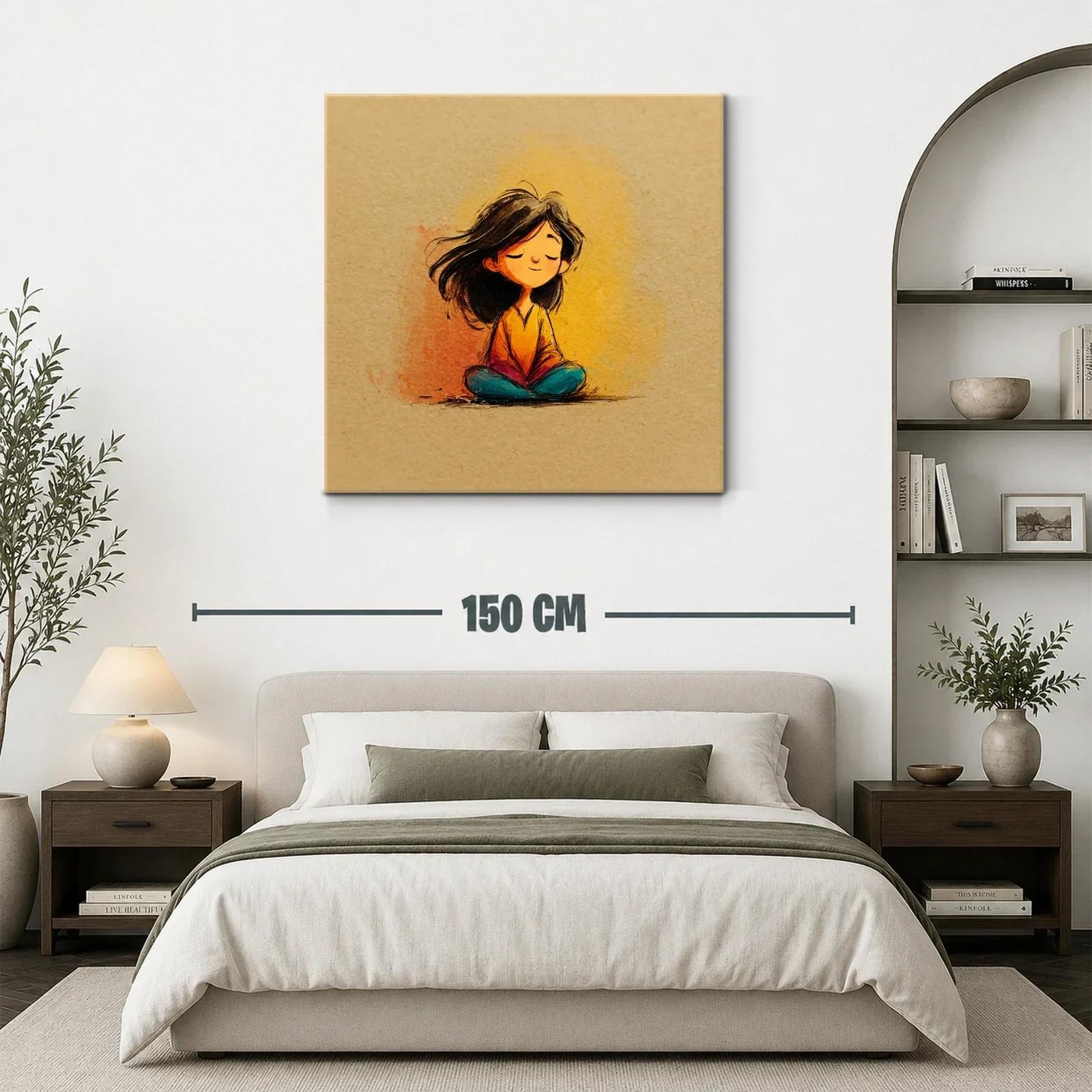 Ilustración de niña meditando con expresión serena — miniatura 3