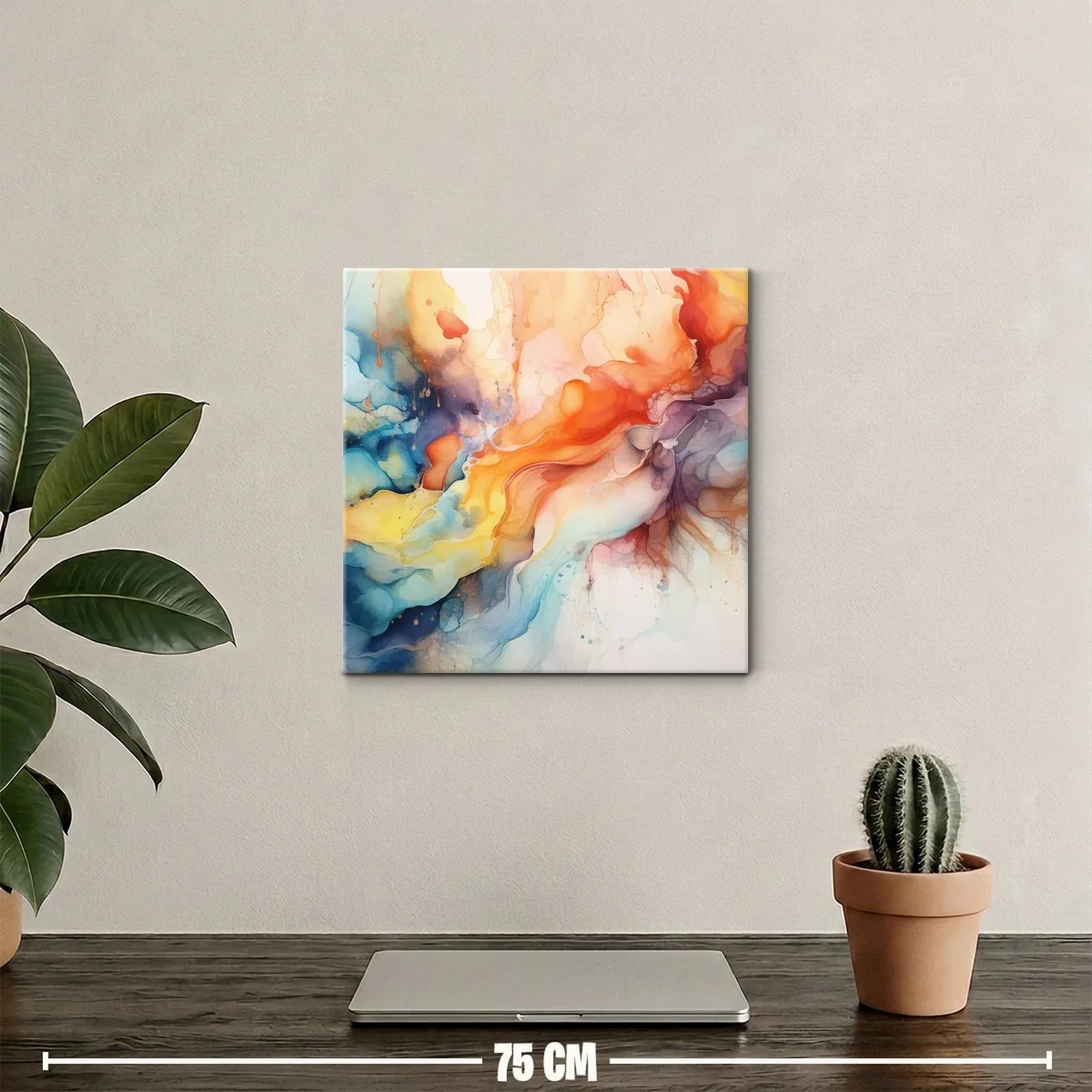 Composición abstracta con tonos cálidos y fríos vibrantes — miniatura 2
