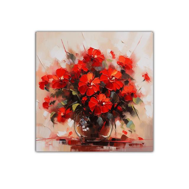 Cuadro con vibrantes flores rojas para decoración elegante