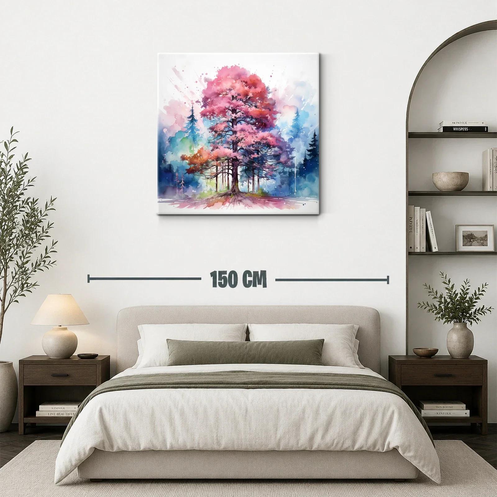 Árbol vibrante con tonos rosas y azules en entorno natural — miniatura 3