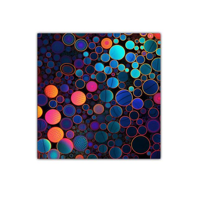 Cuadro decorativo con círculos vibrantes y contraste dinámico