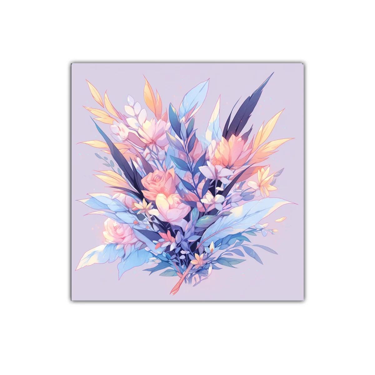 Cuadro floral en tonos pastel y azul suave — imagen principal
