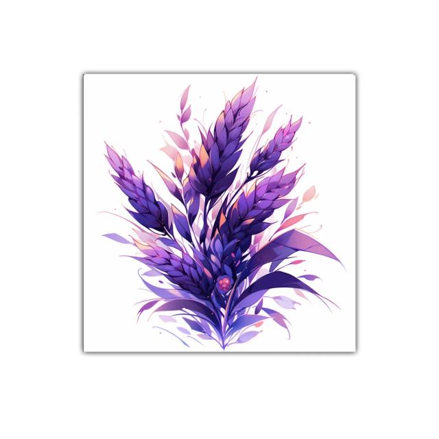 Cuadro decorativo con ramo floral en tonos morados y lilas