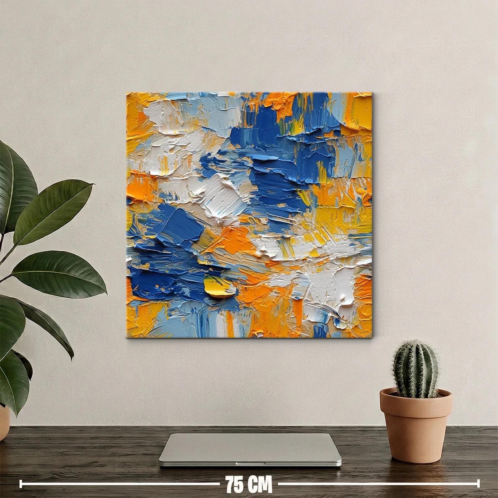 Cuadro abstracto vibrante en tonos azules y naranjas intensos — miniatura 2