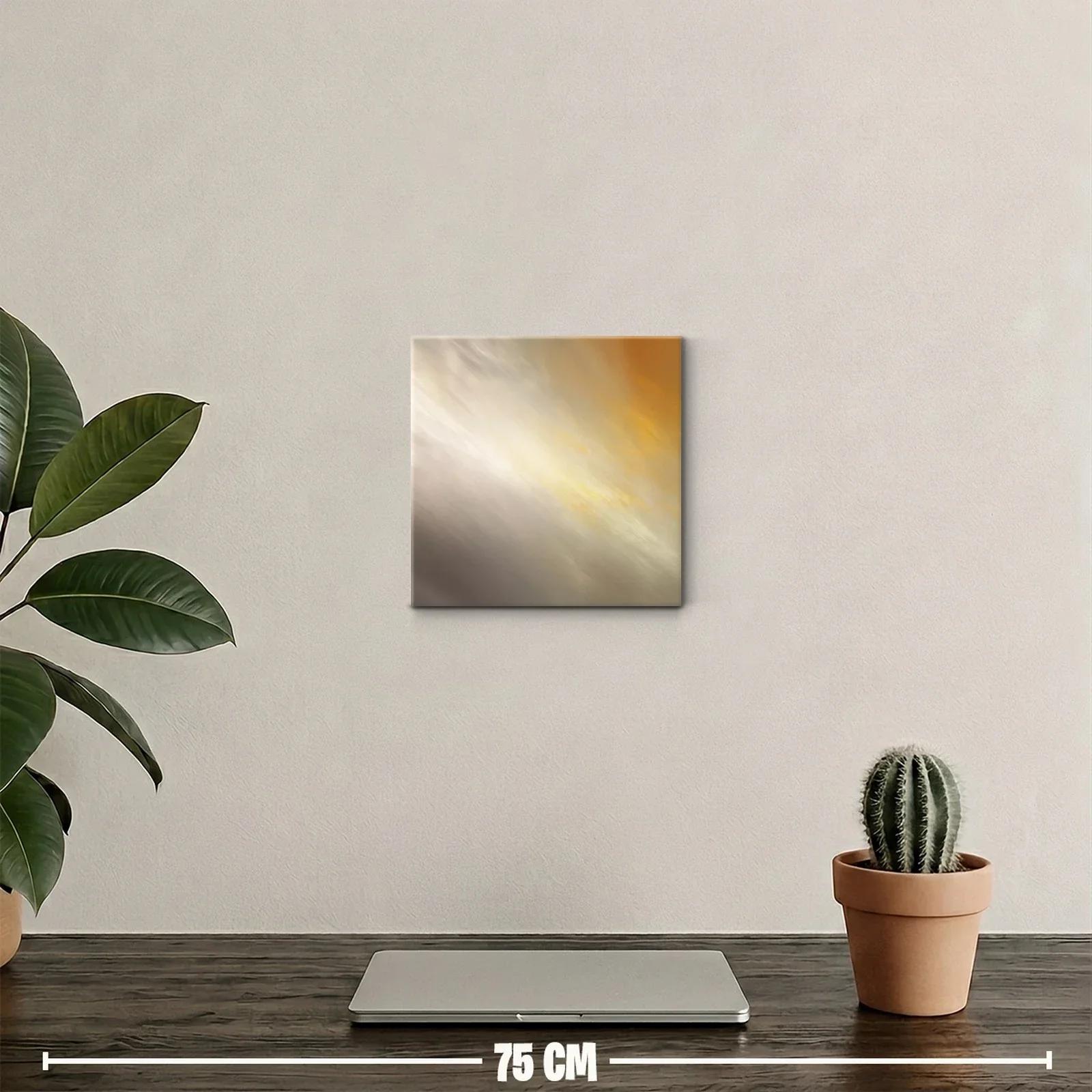 Cuadro abstracto con tonos cálidos y neutros difuminados — miniatura 2
