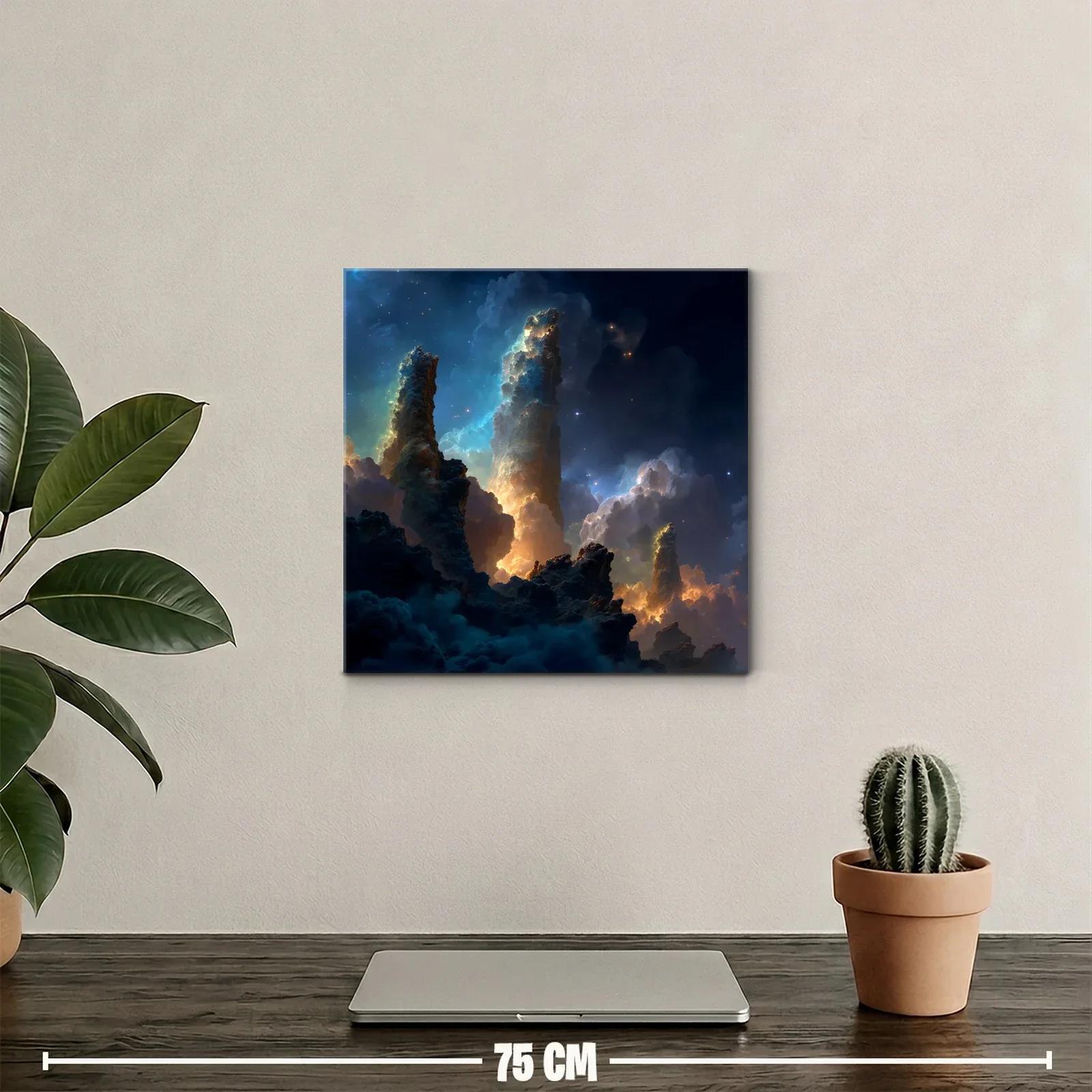 Paisaje cósmico con pilares de luz y nebulosas — miniatura 2