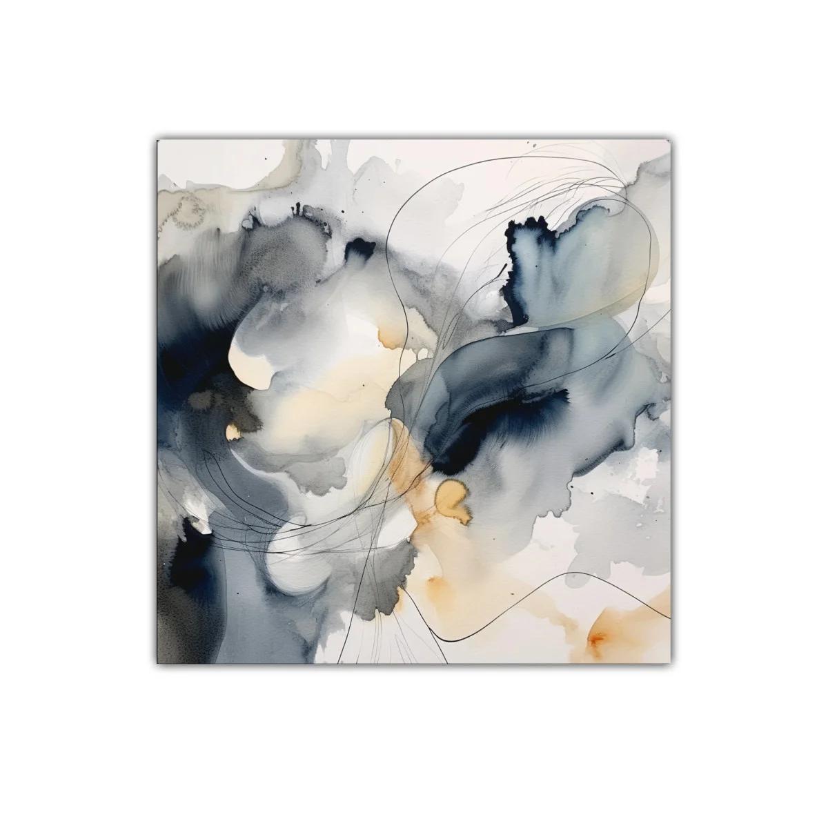 Cuadro abstracto en tonos neutros y líneas delicadas — imagen principal