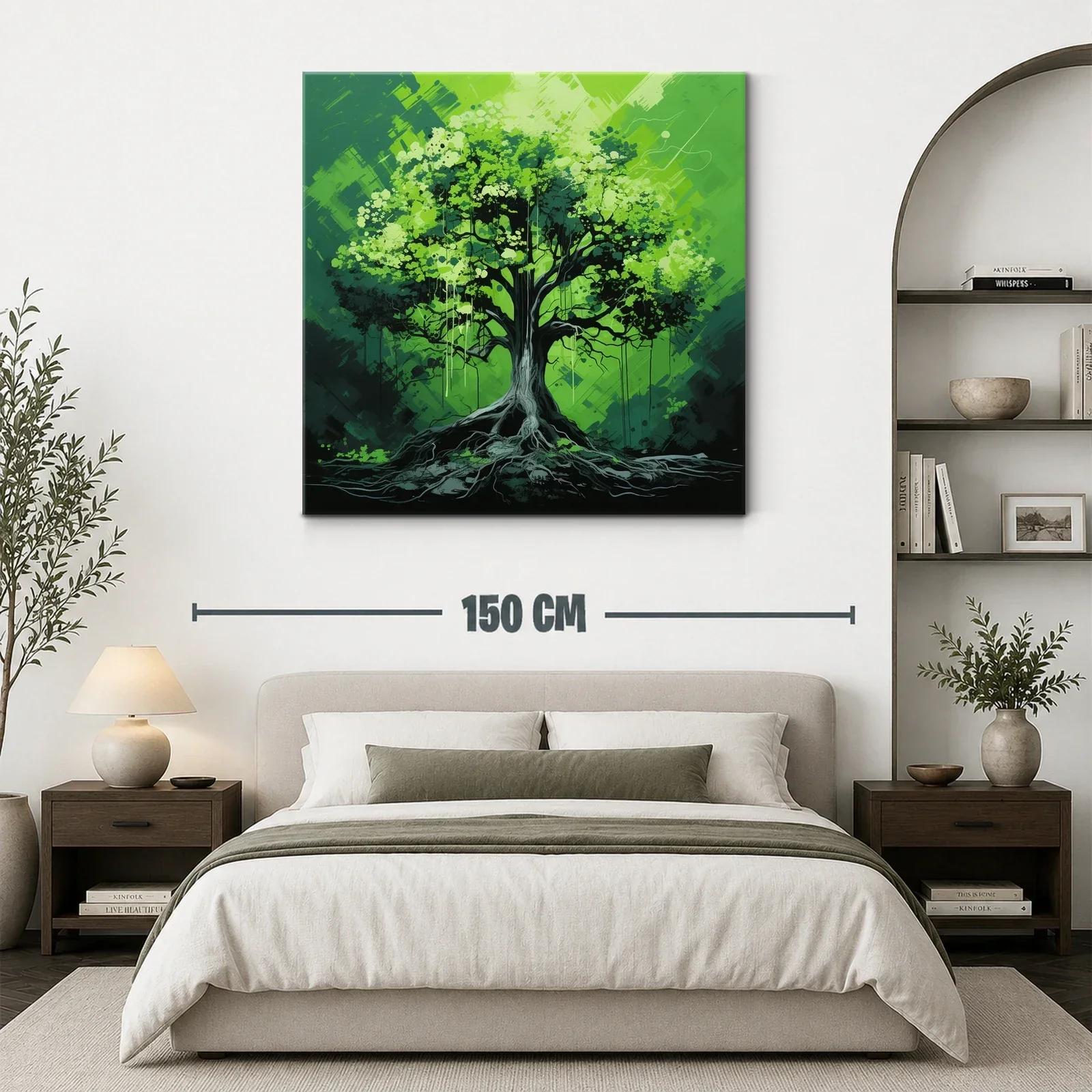 Cuadro árbol verde con raíces y copa frondosa — miniatura 3