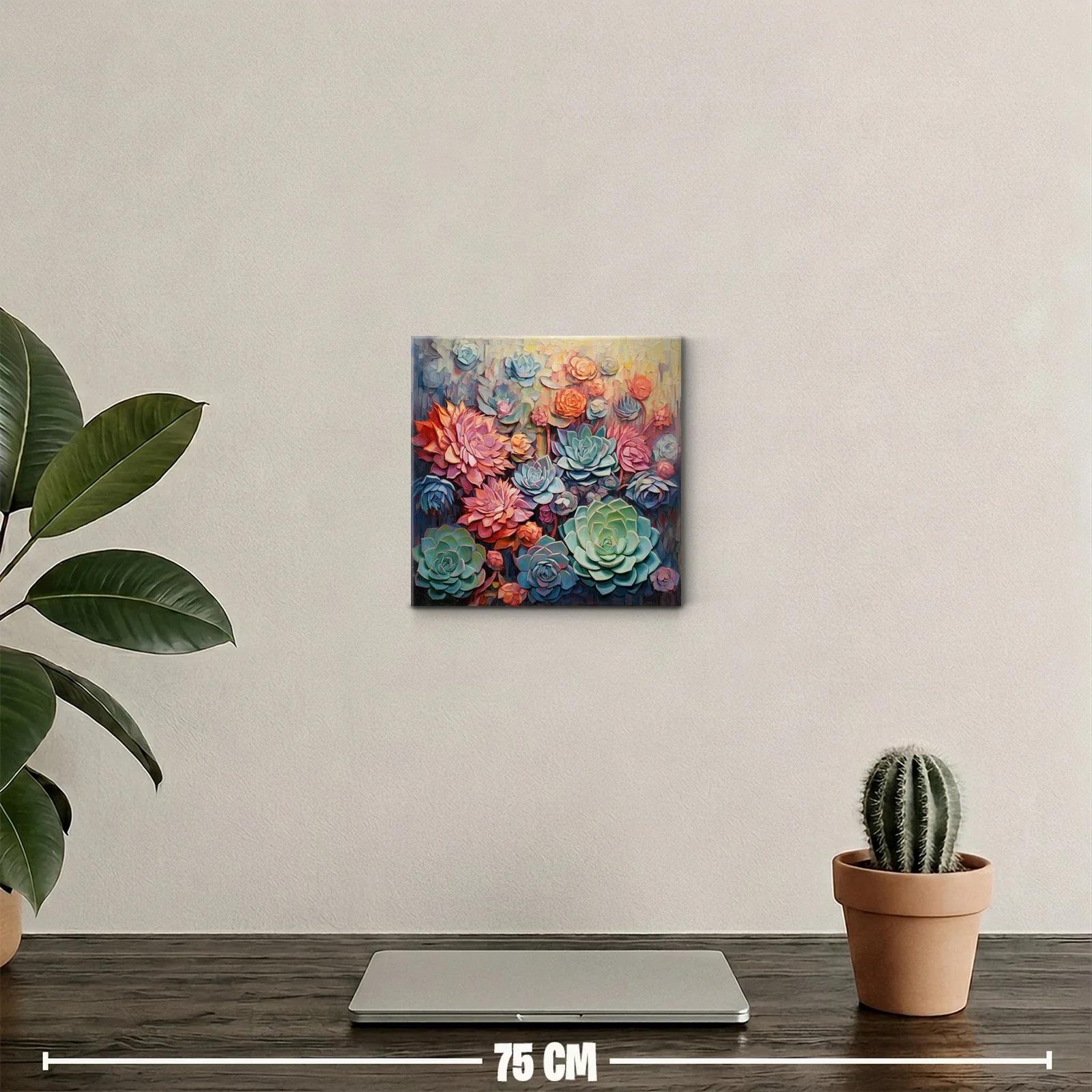 Cuadro decorativo con vibrante composición de suculentas multicolor — miniatura 2