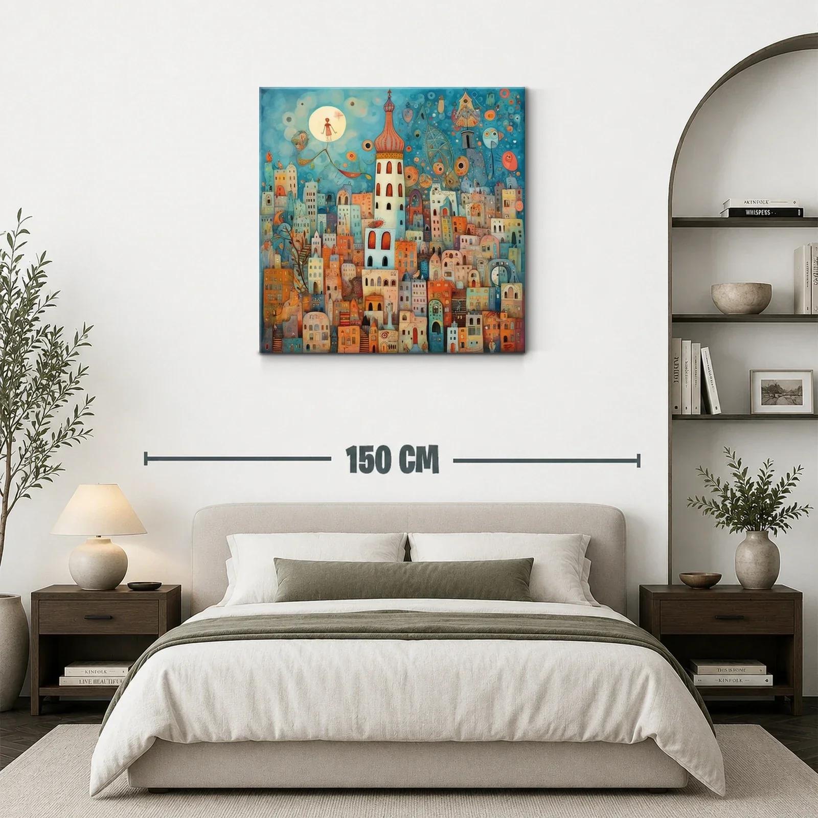 Ciudad encantada con torre y cielo onírico azul — miniatura 3