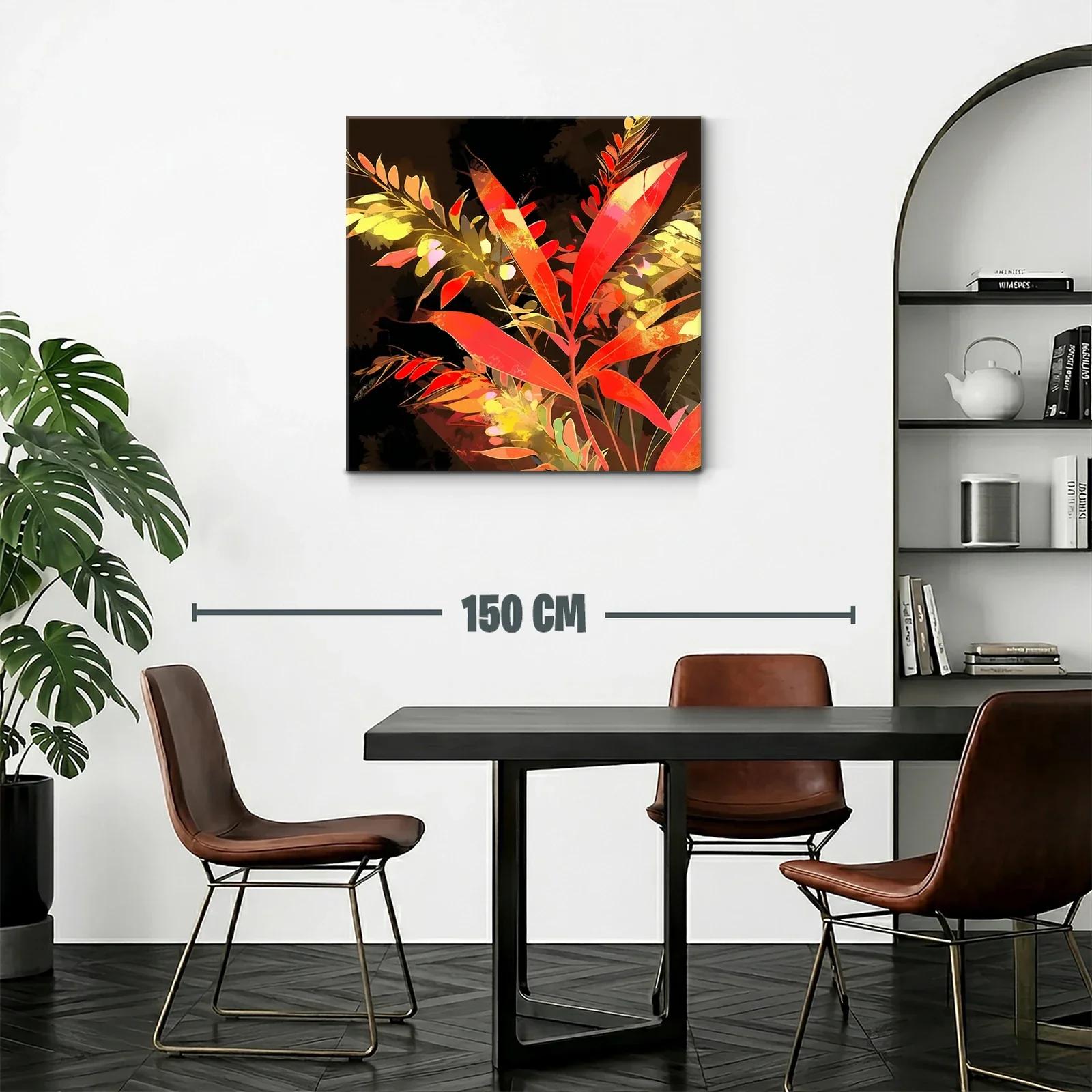 Composición floral vibrante con hojas en tonos rojos y amarillos — miniatura 2